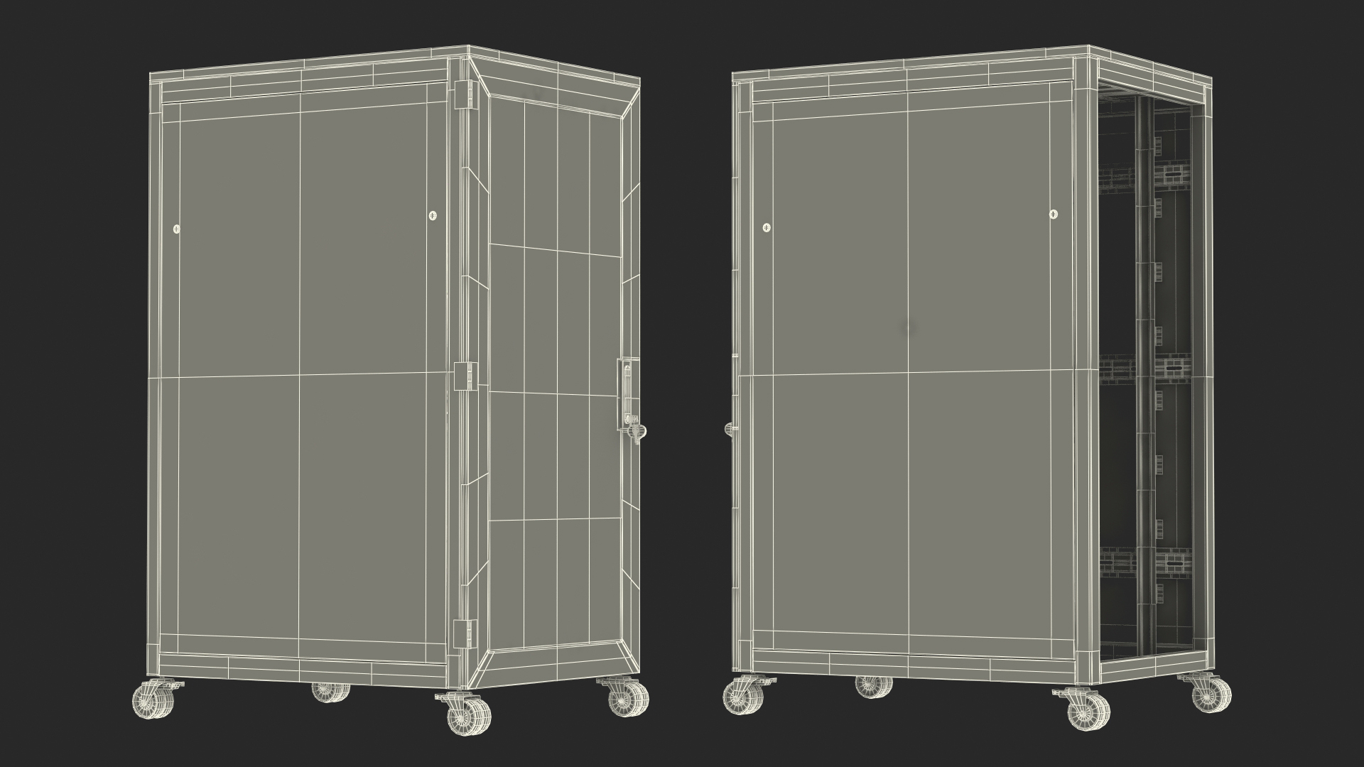 3D Floor Standing Rack Cabinet 27U White Empty model