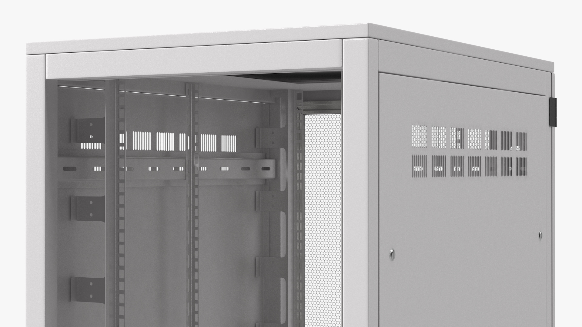 3D Floor Standing Rack Cabinet 27U White Empty model