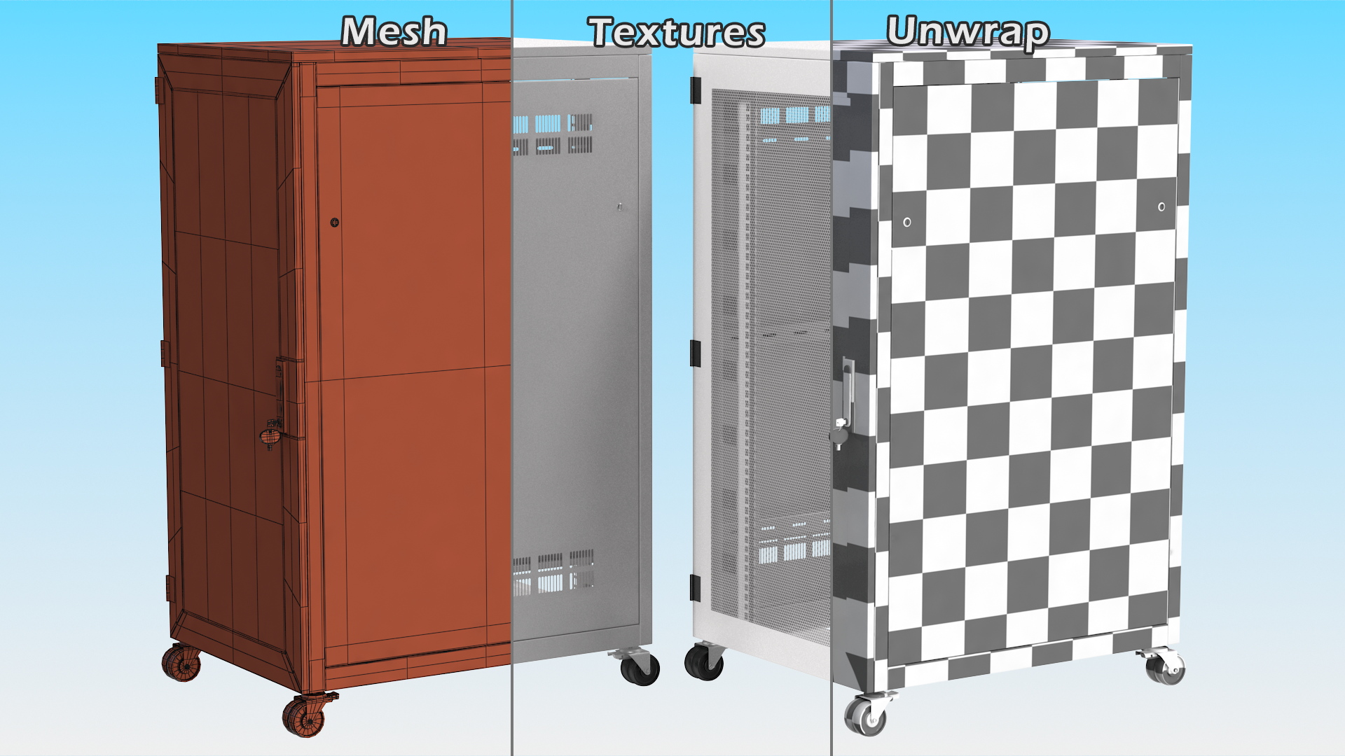 3D Floor Standing Rack Cabinet 27U White Empty model