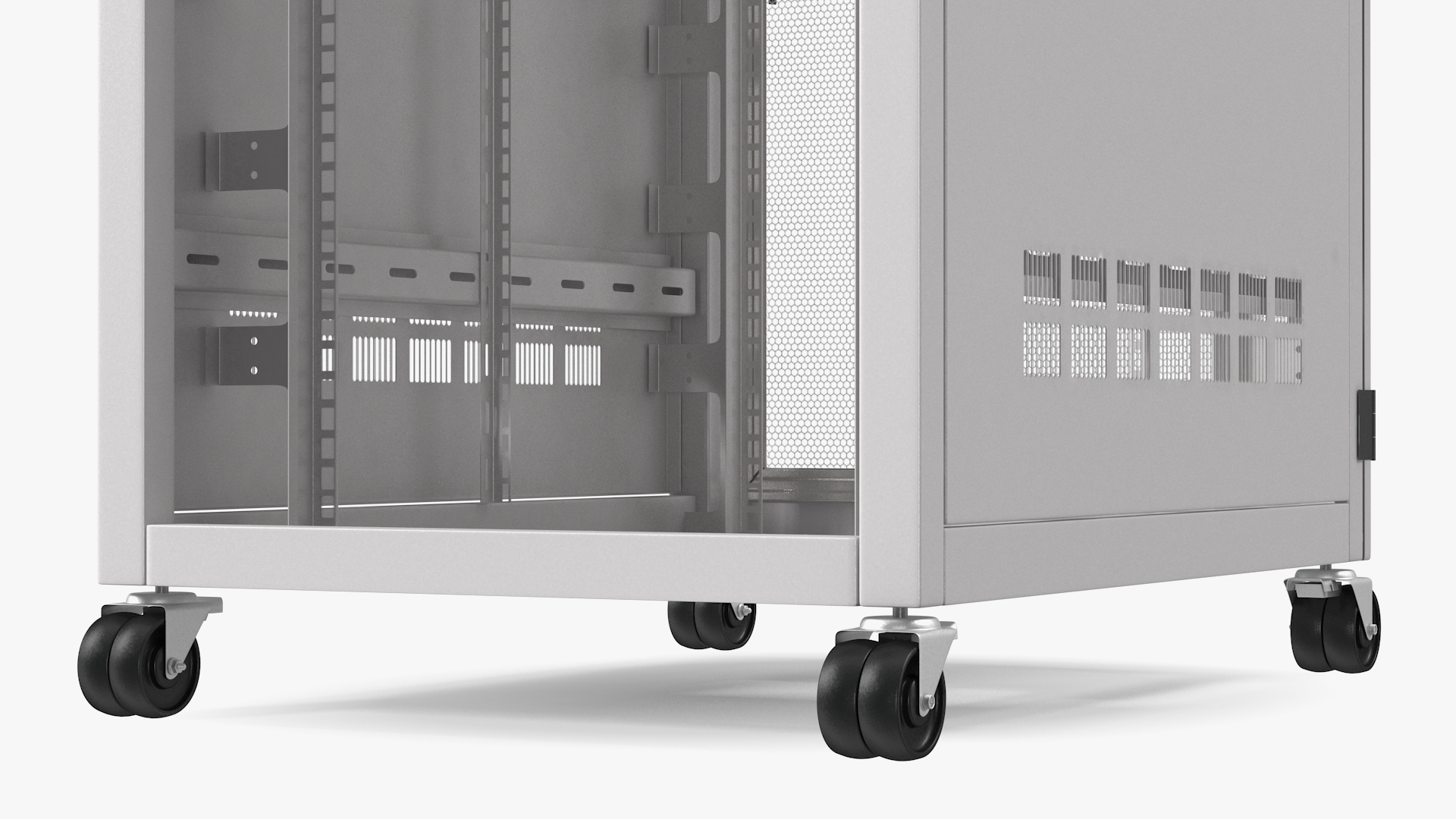 3D Floor Standing Rack Cabinet 27U White Empty model