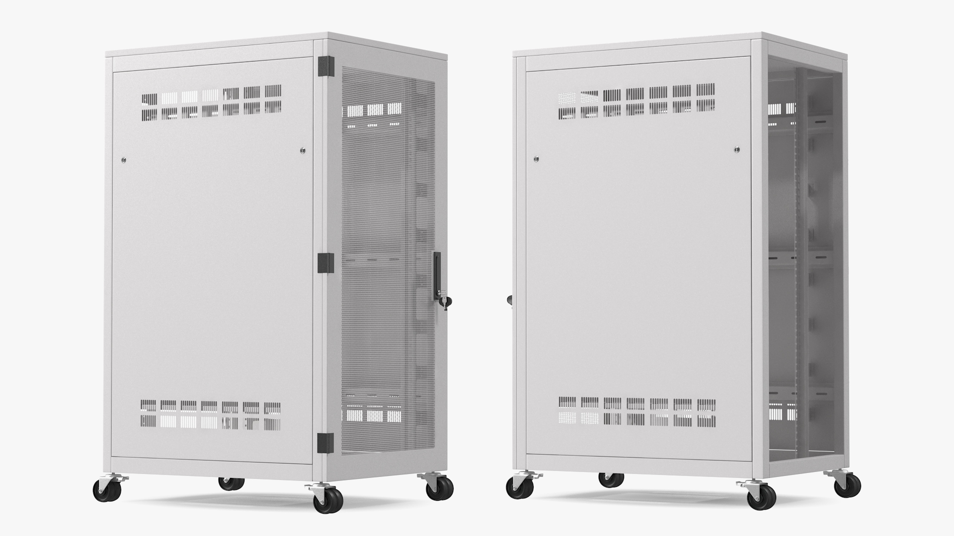 3D Floor Standing Rack Cabinet 27U White Empty model