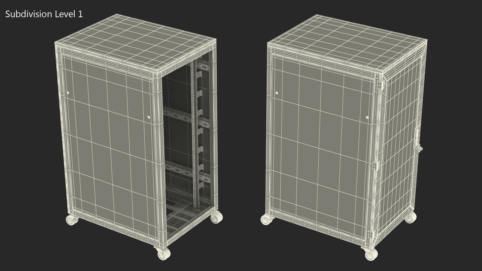 3D Floor Standing Rack Cabinet 27U White Empty model