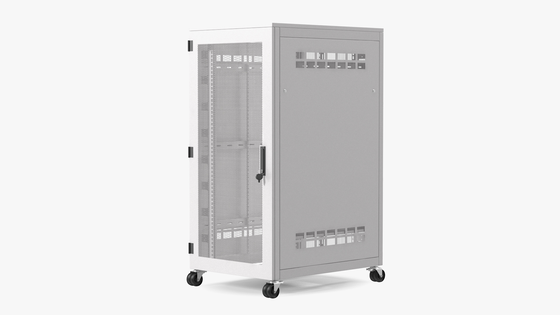 3D Floor Standing Rack Cabinet 27U White Empty model