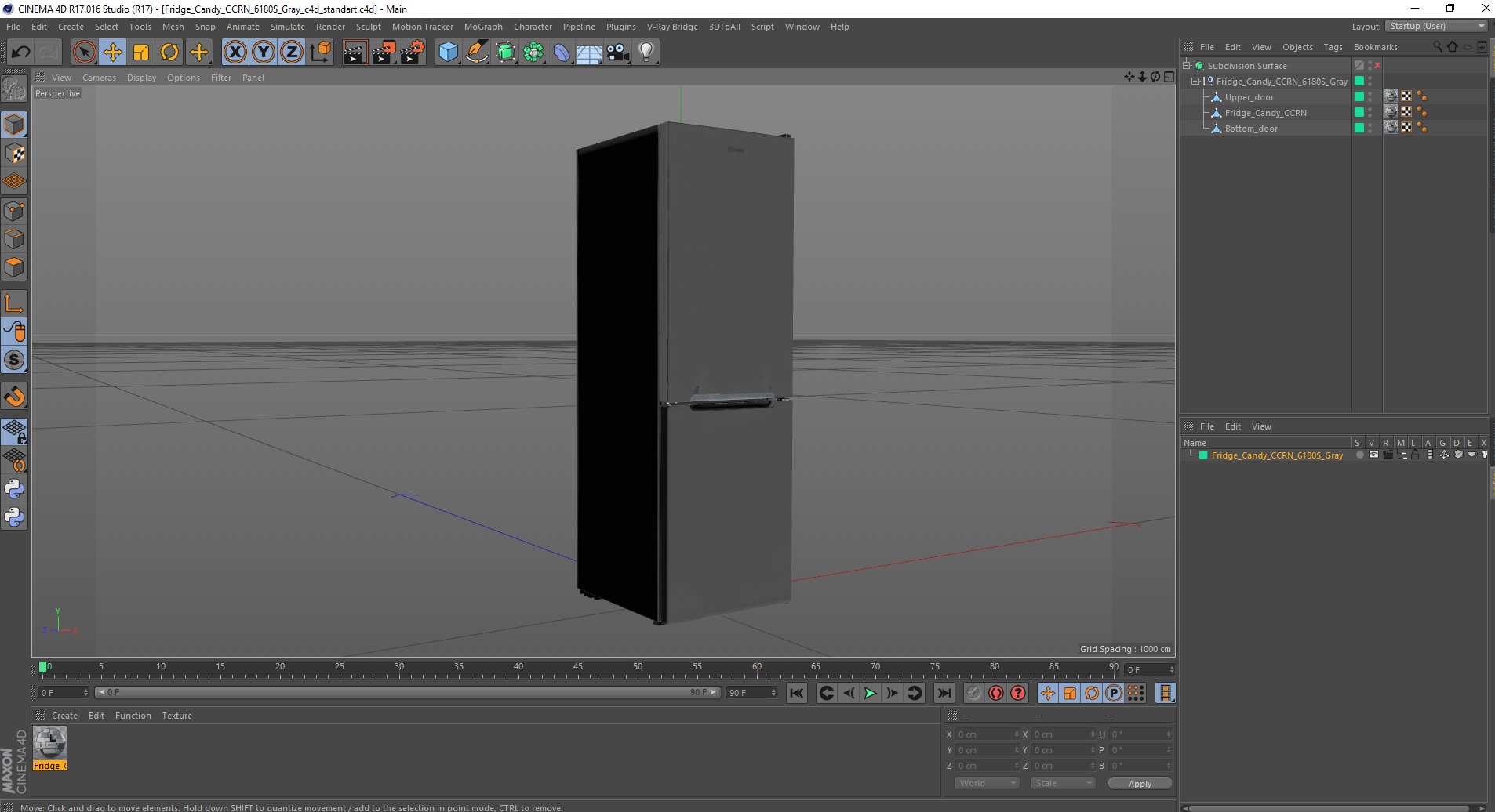 3D Fridge Candy CCRN 6180S Gray model