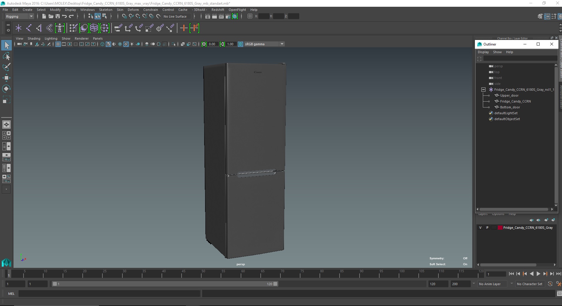 3D Fridge Candy CCRN 6180S Gray model