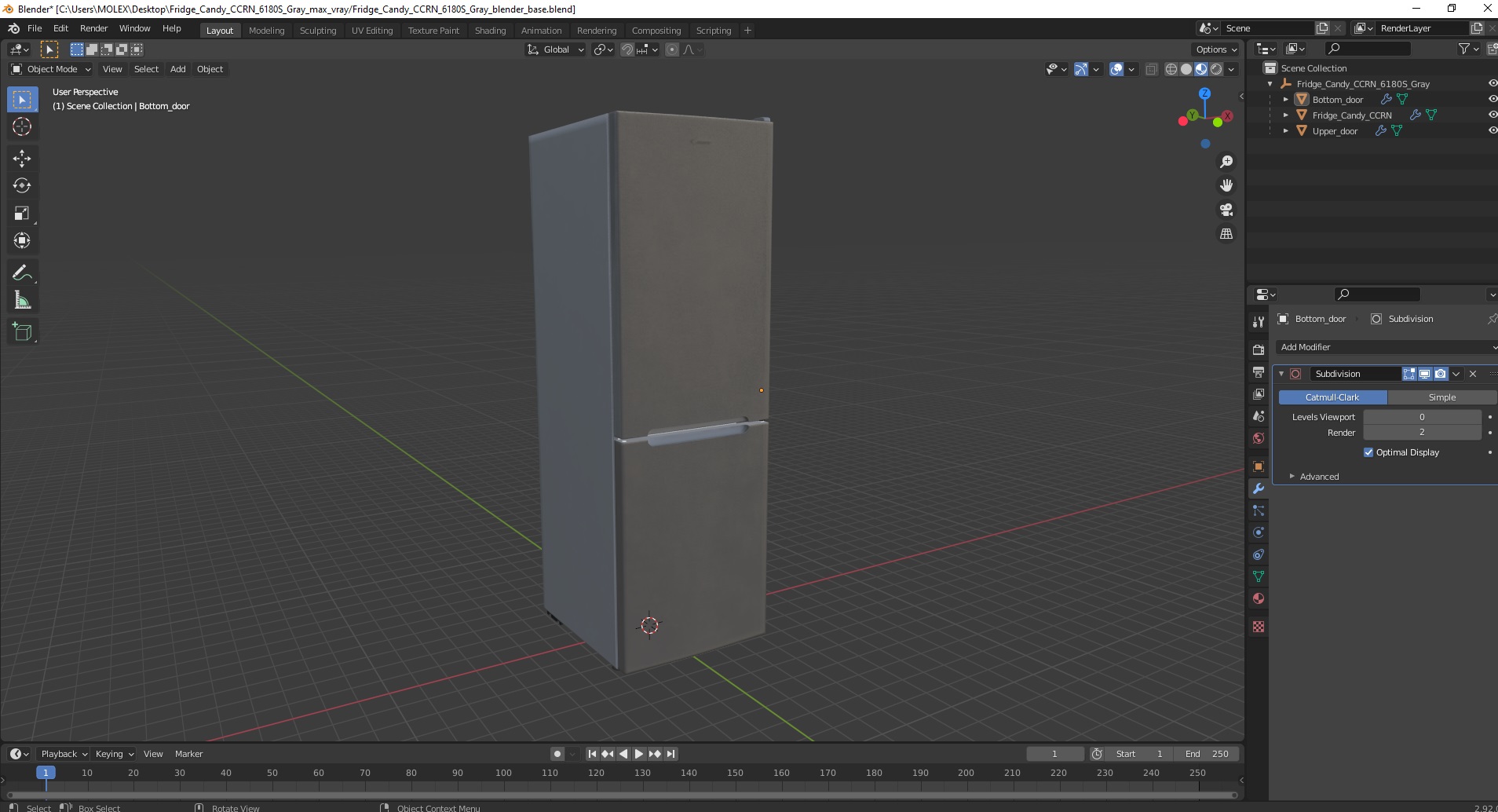 3D Fridge Candy CCRN 6180S Gray model