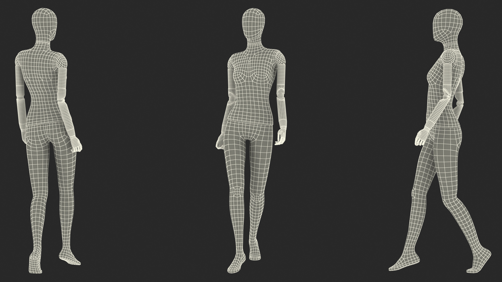 Flexible Female Mannequin Walking Pose Satin Grey 3D model