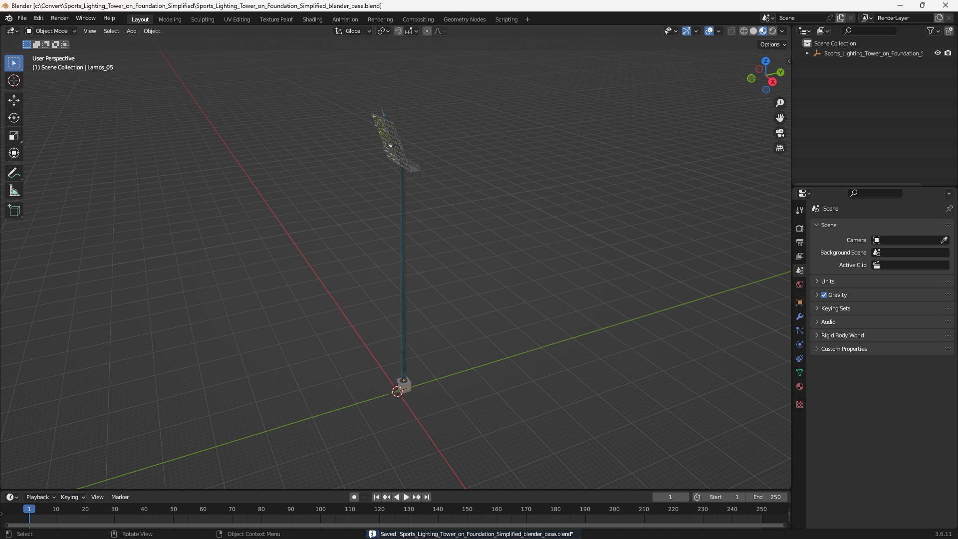 Sports Lighting Tower on Foundation Simplified - view 10