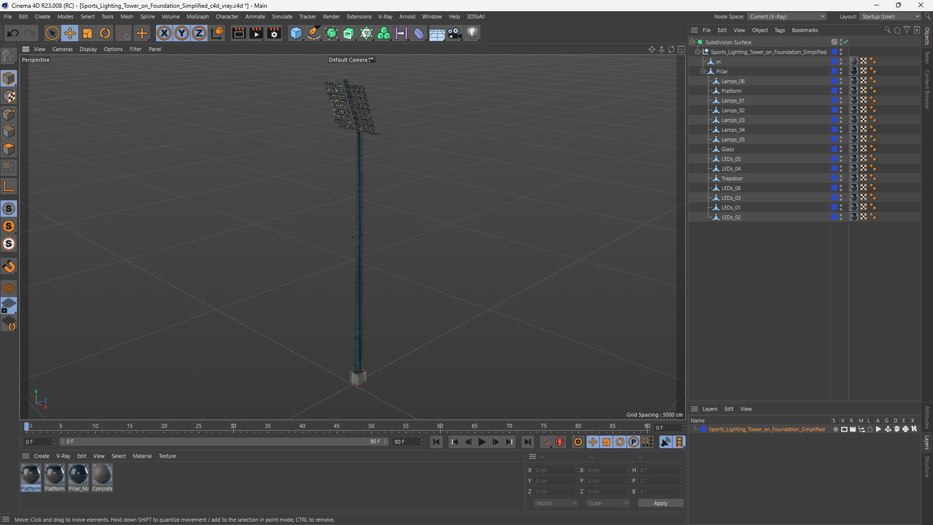 Sports Lighting Tower on Foundation Simplified - view 12