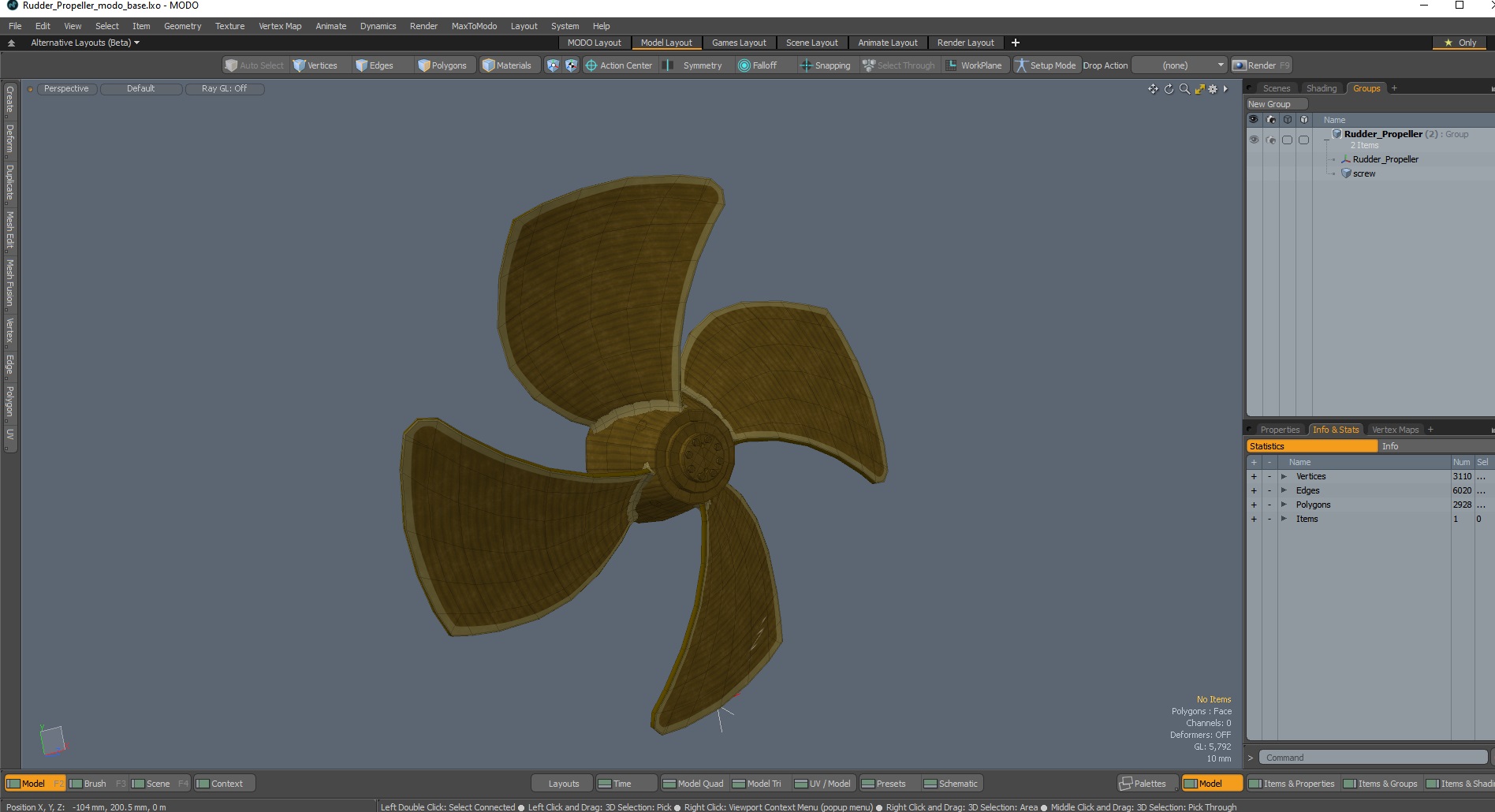 3D Rudder Propeller