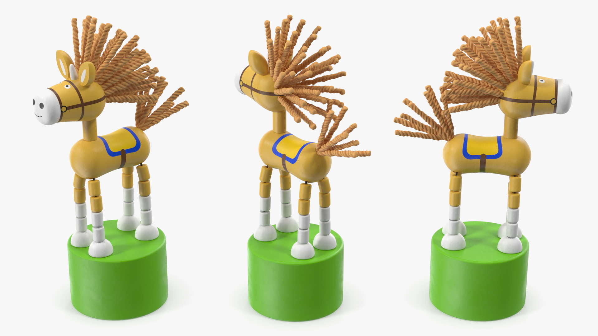 3D Unicorn Puppet Toy Yellow Rigged for Cinema 4D