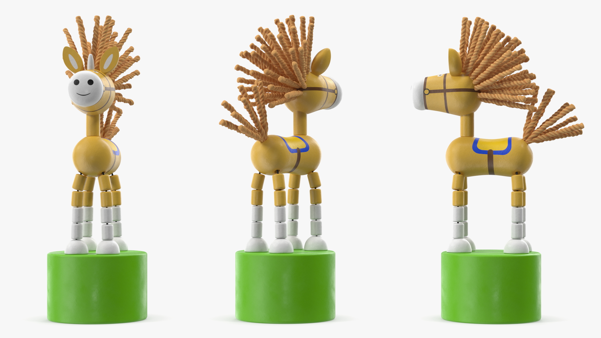 3D Unicorn Puppet Toy Yellow Rigged for Cinema 4D