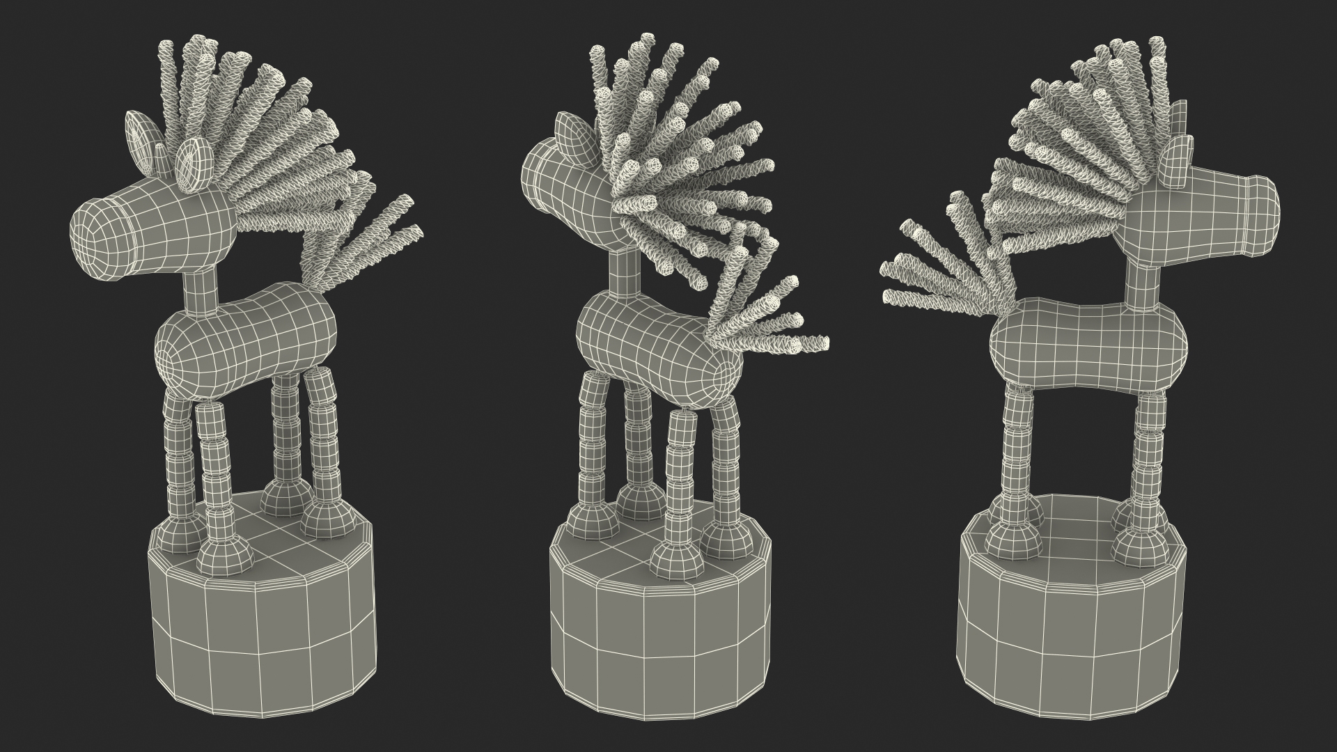 3D Unicorn Puppet Toy Yellow Rigged for Cinema 4D