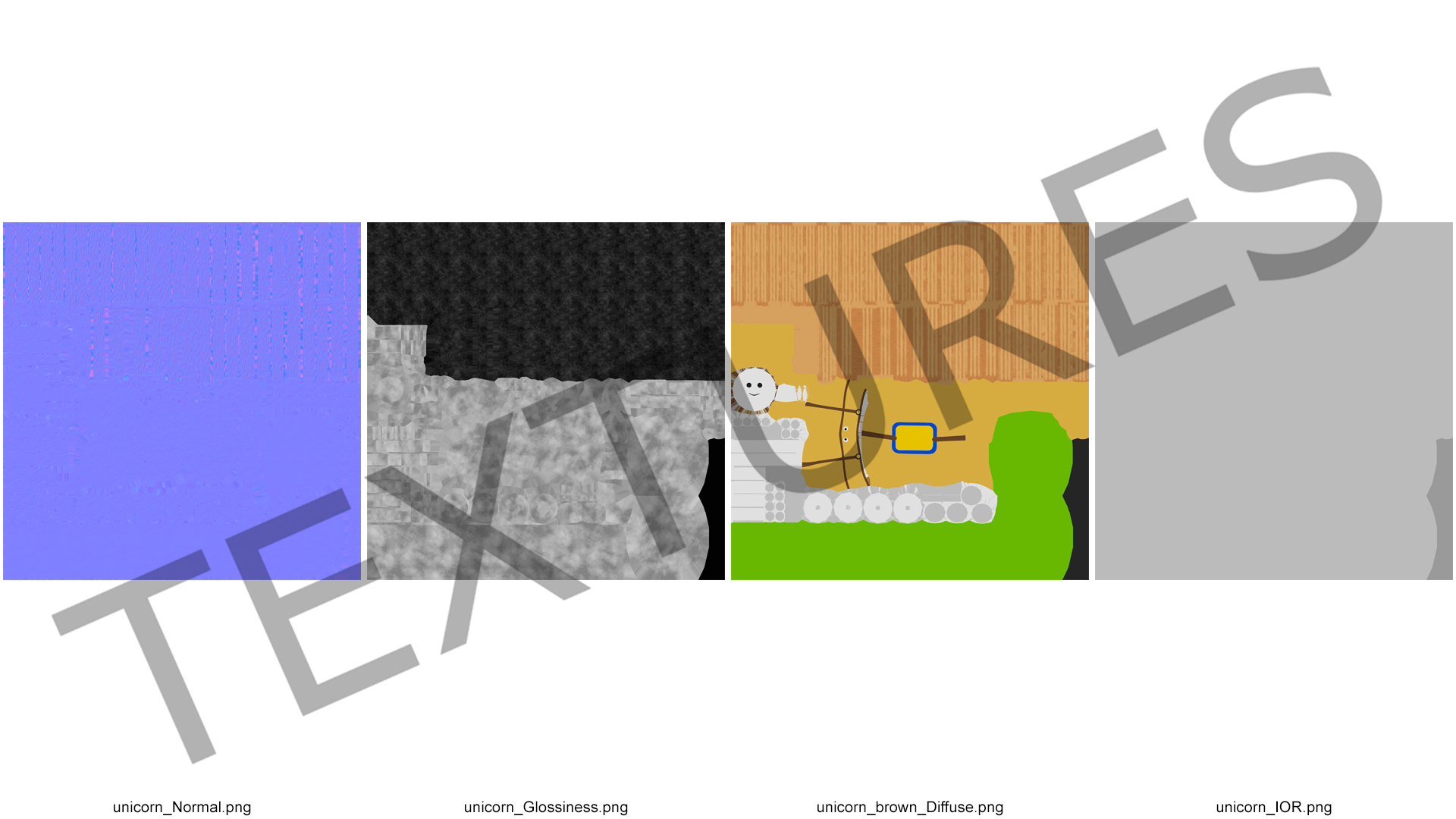 3D Unicorn Puppet Toy Yellow Rigged for Cinema 4D