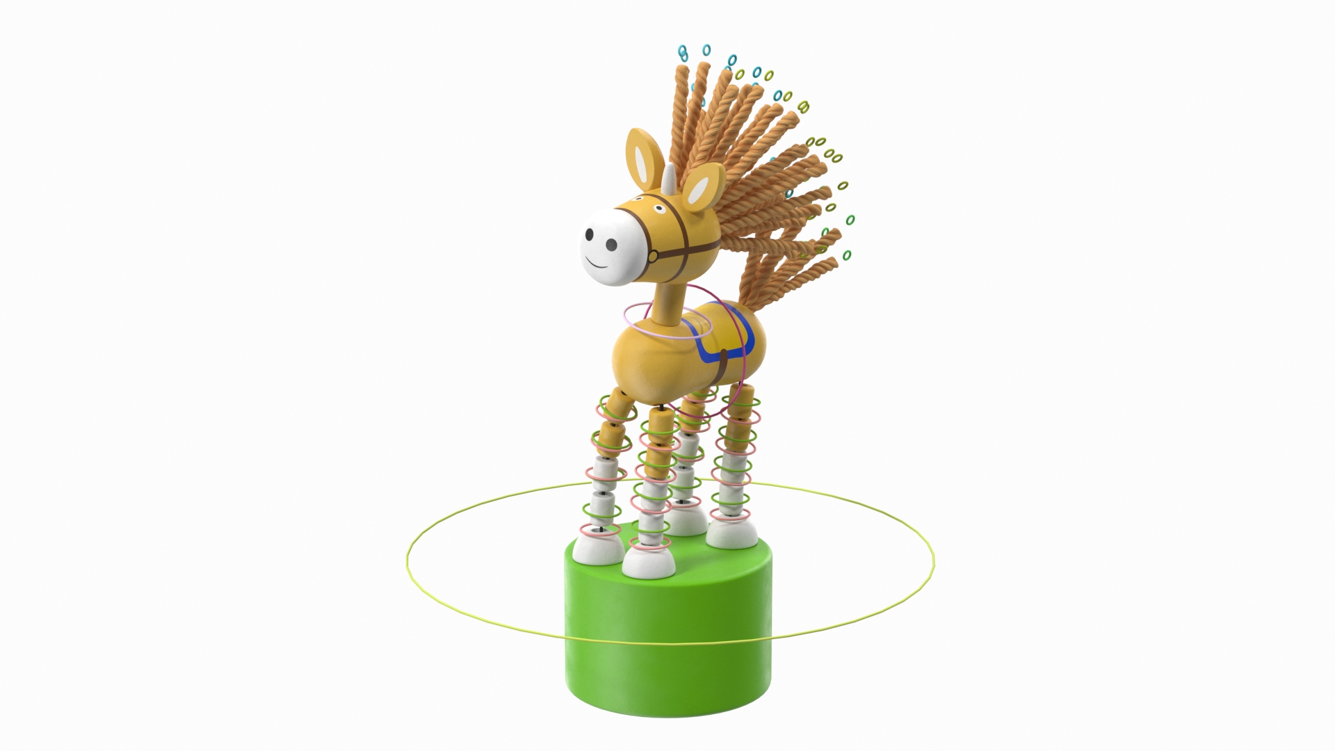 3D Unicorn Puppet Toy Yellow Rigged for Cinema 4D