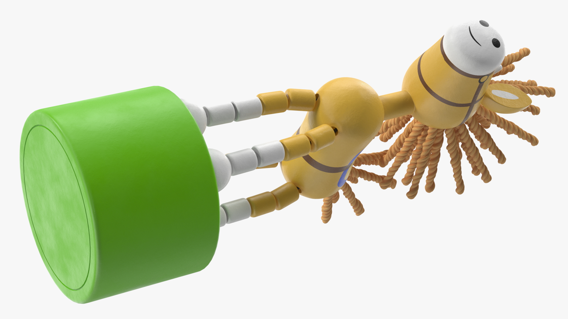 3D Unicorn Puppet Toy Yellow Rigged for Cinema 4D