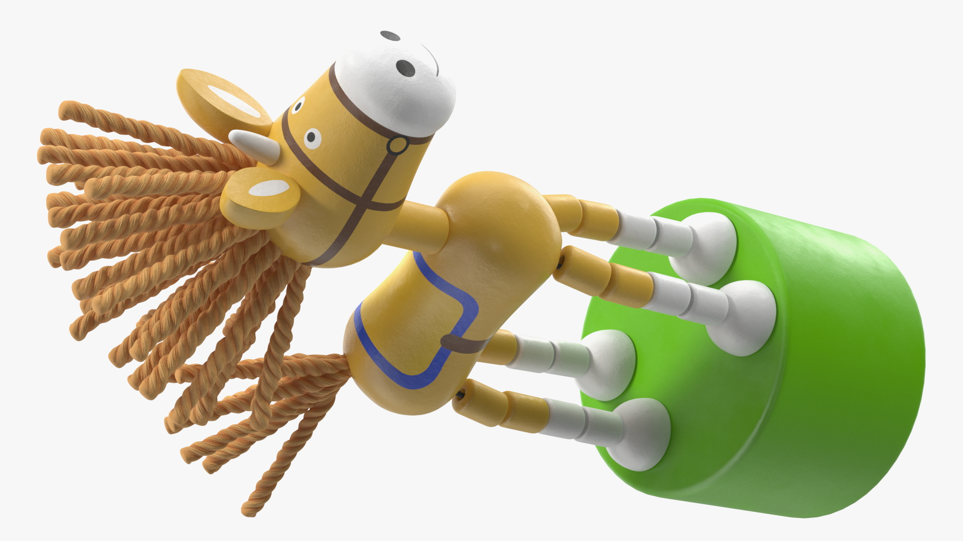 3D Unicorn Puppet Toy Yellow Rigged for Cinema 4D