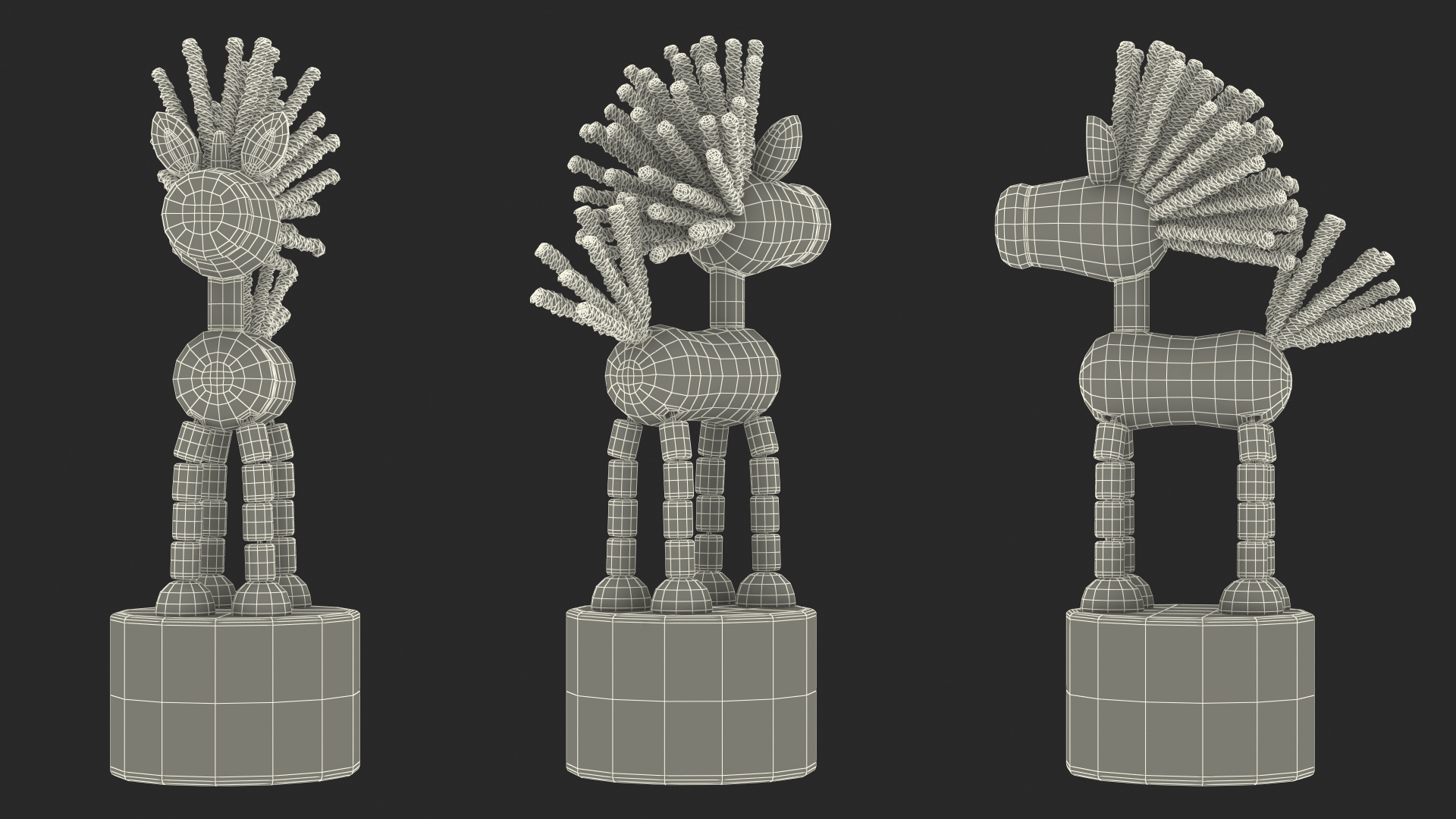 3D Unicorn Puppet Toy Yellow Rigged for Cinema 4D