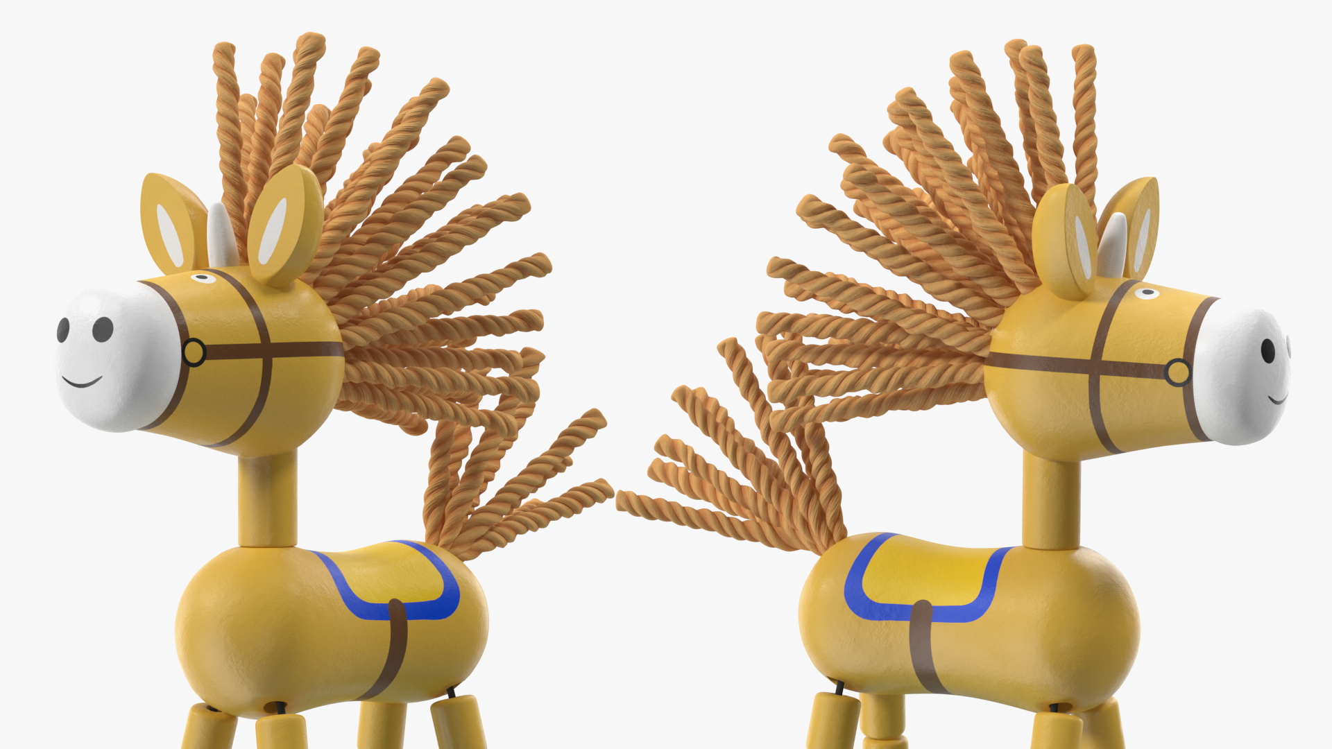 3D Unicorn Puppet Toy Yellow Rigged for Cinema 4D