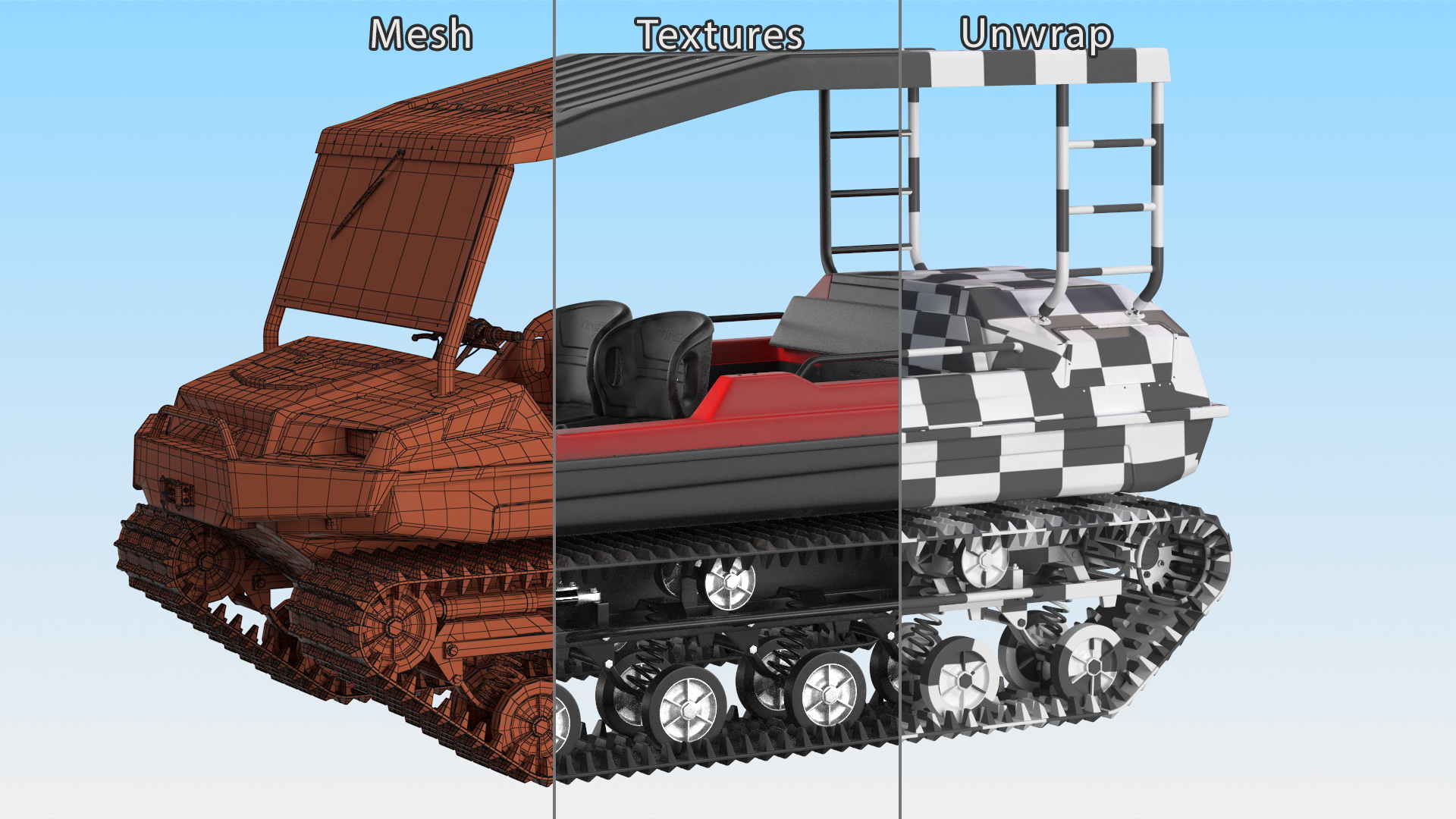 High Mobility ATV Tinger Old Red Rigged 3D model