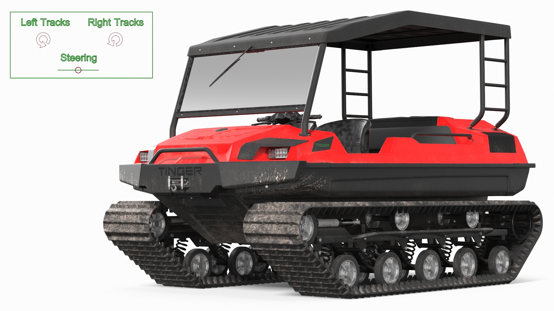 High Mobility ATV Tinger Old Red Rigged 3D model