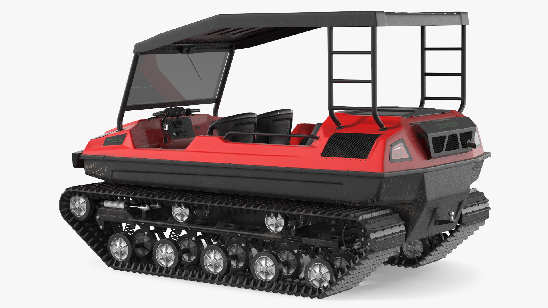 High Mobility ATV Tinger Old Red Rigged 3D model