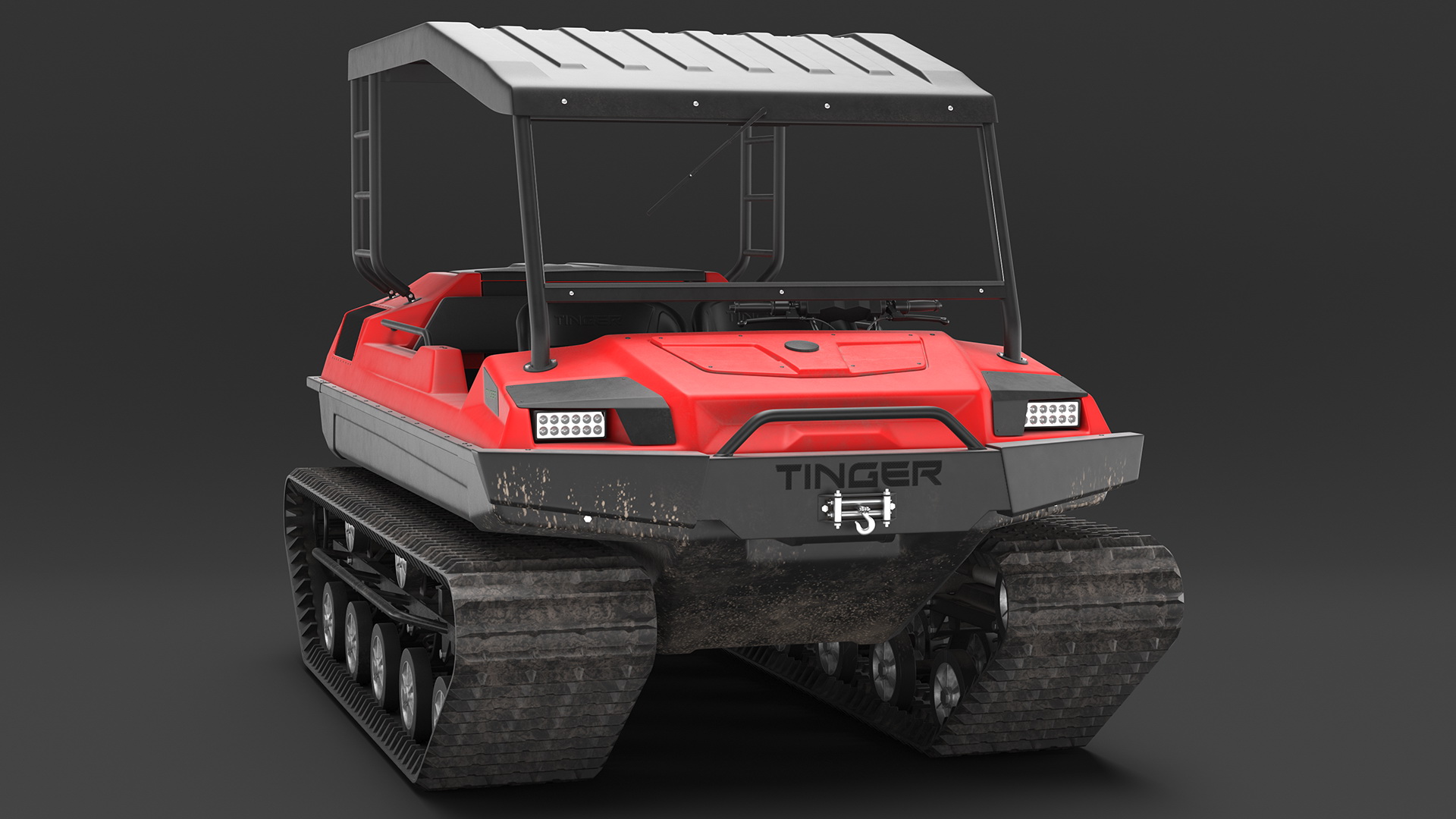 High Mobility ATV Tinger Old Red Rigged 3D model