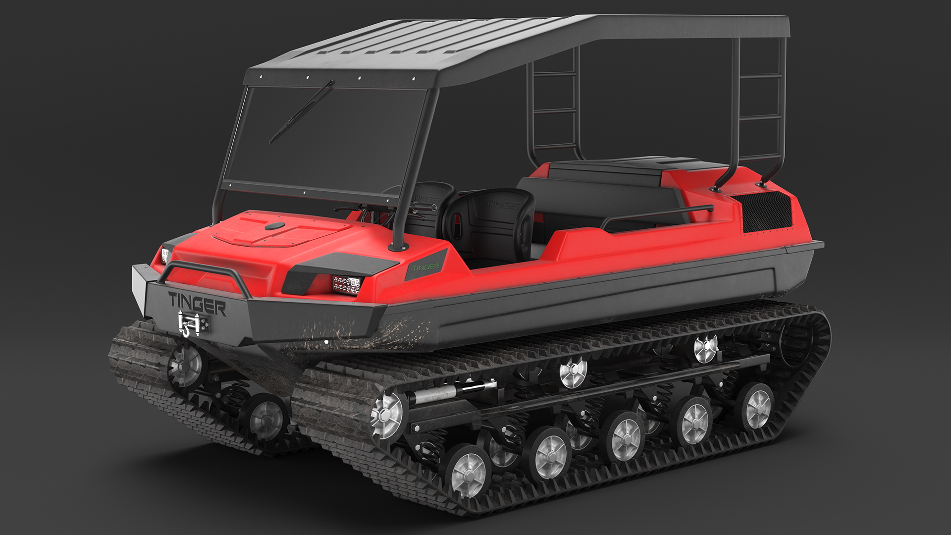 High Mobility ATV Tinger Old Red Rigged 3D model