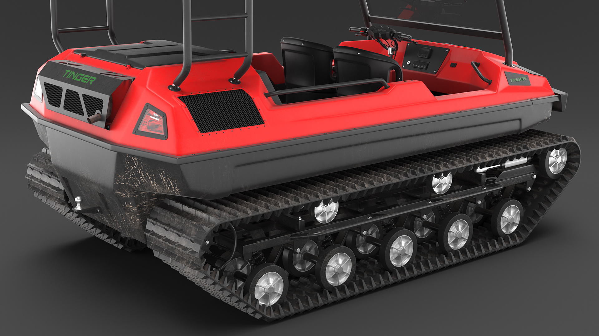High Mobility ATV Tinger Old Red Rigged 3D model