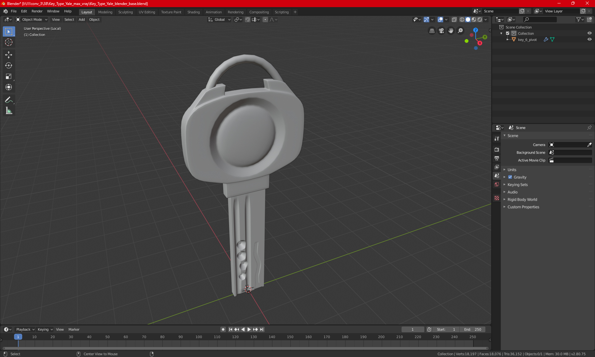 3D Key Type Yale model