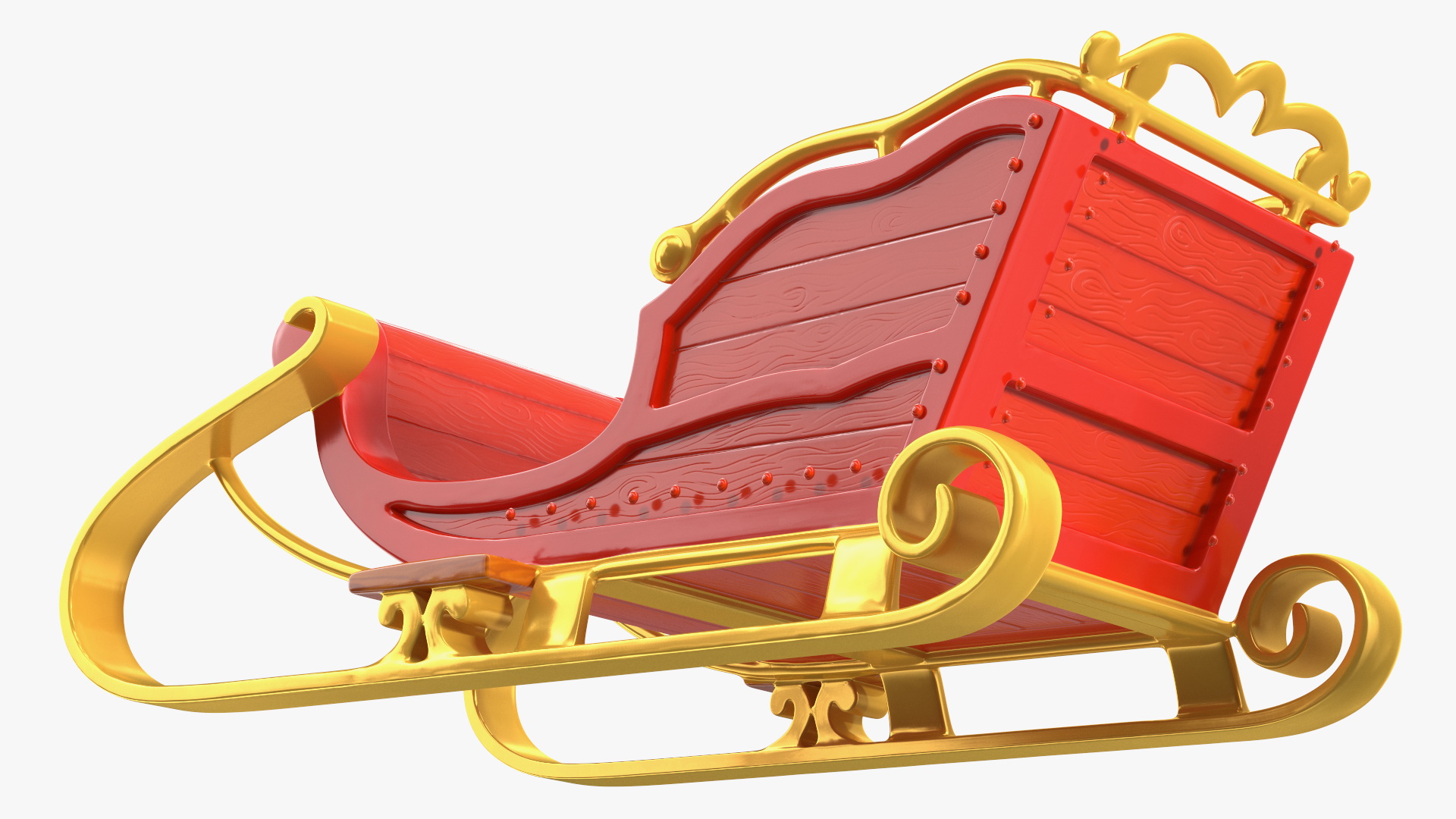 Santa Claus Deer Sleigh Standing 3D