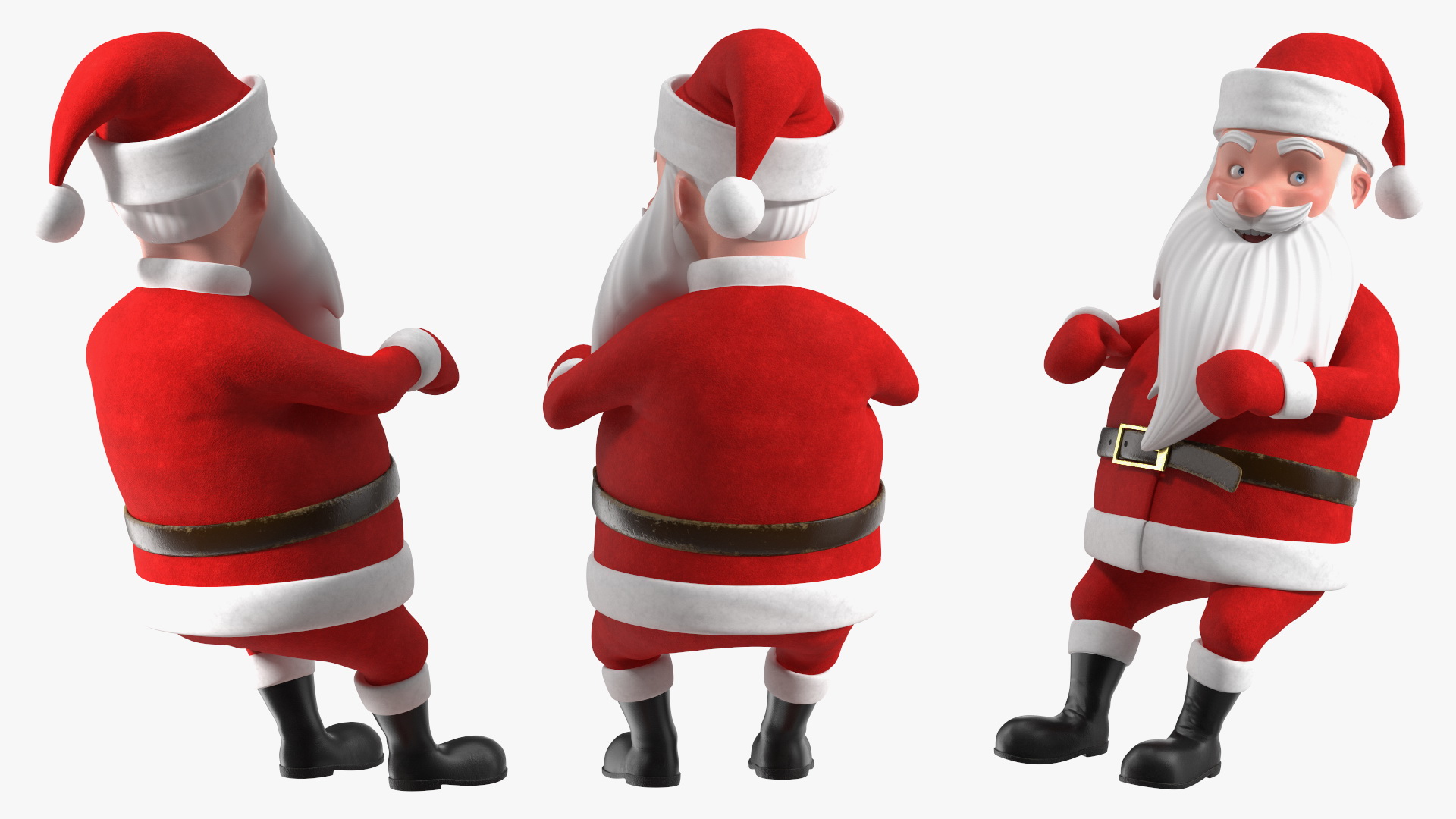 Santa Claus Deer Sleigh Standing 3D