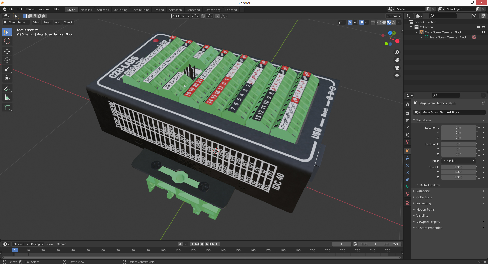 3D model Mega Screw Terminal Block