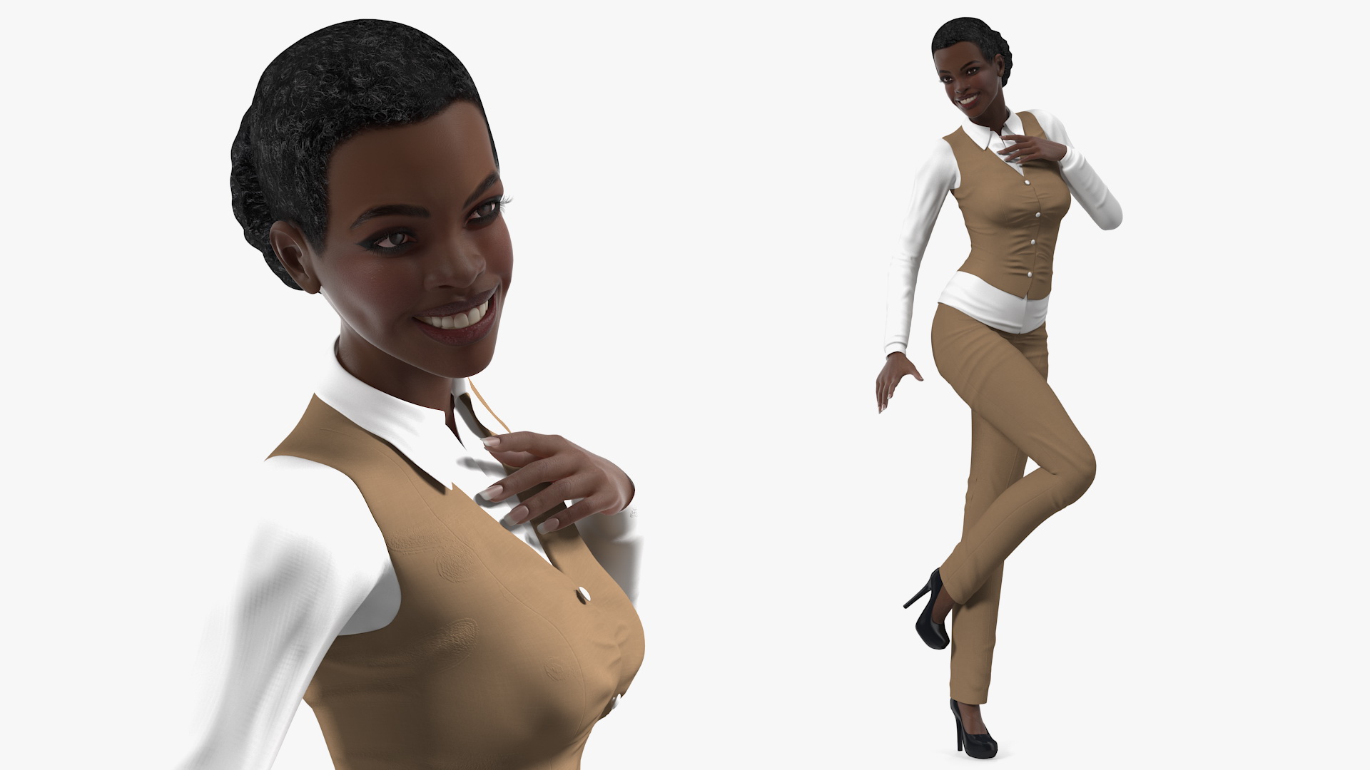 3D model Dark Skin Business Style Woman