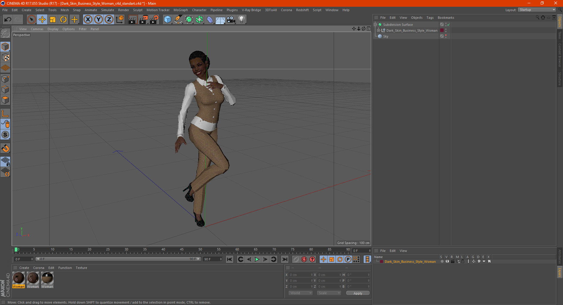 3D model Dark Skin Business Style Woman