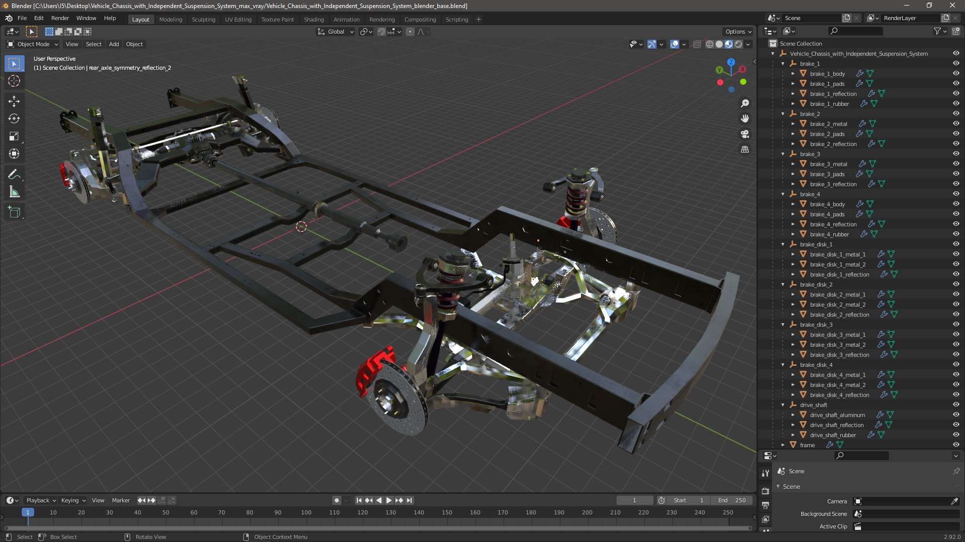 3D model Vehicle Chassis with Independent Suspension System