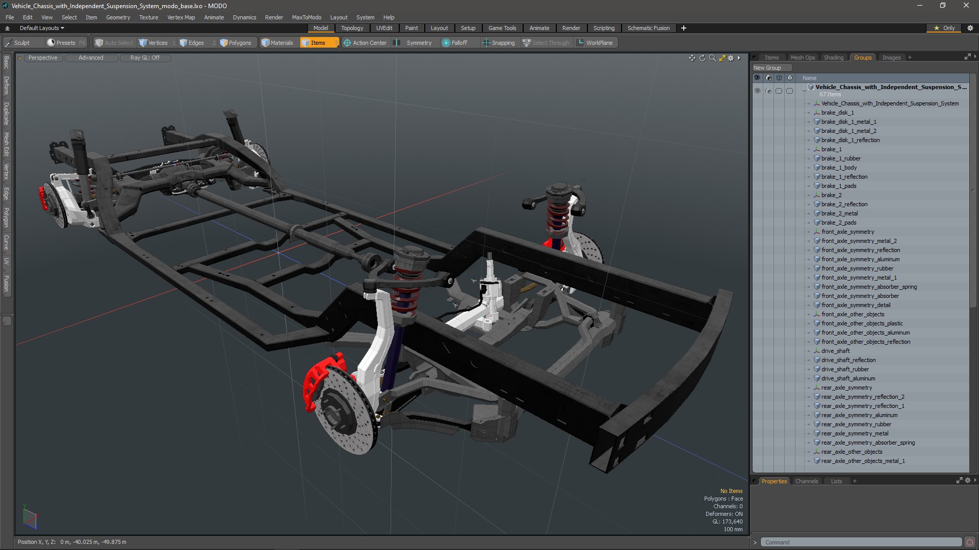 3D model Vehicle Chassis with Independent Suspension System