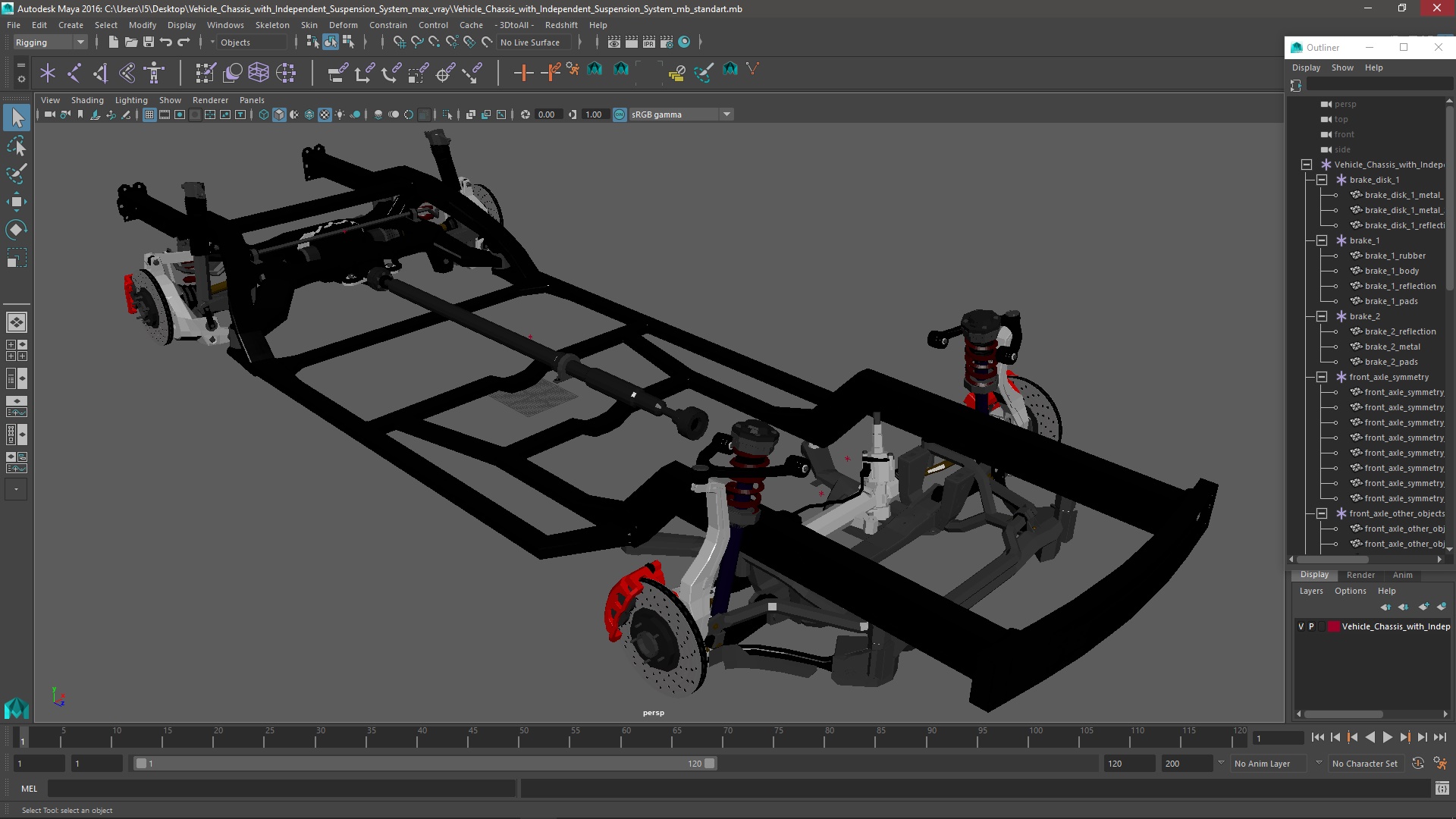 3D model Vehicle Chassis with Independent Suspension System