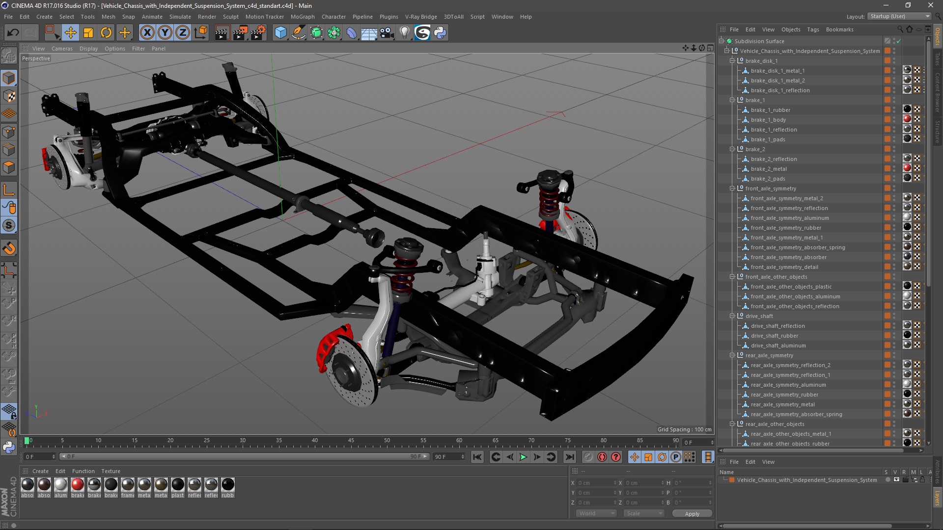 3D model Vehicle Chassis with Independent Suspension System