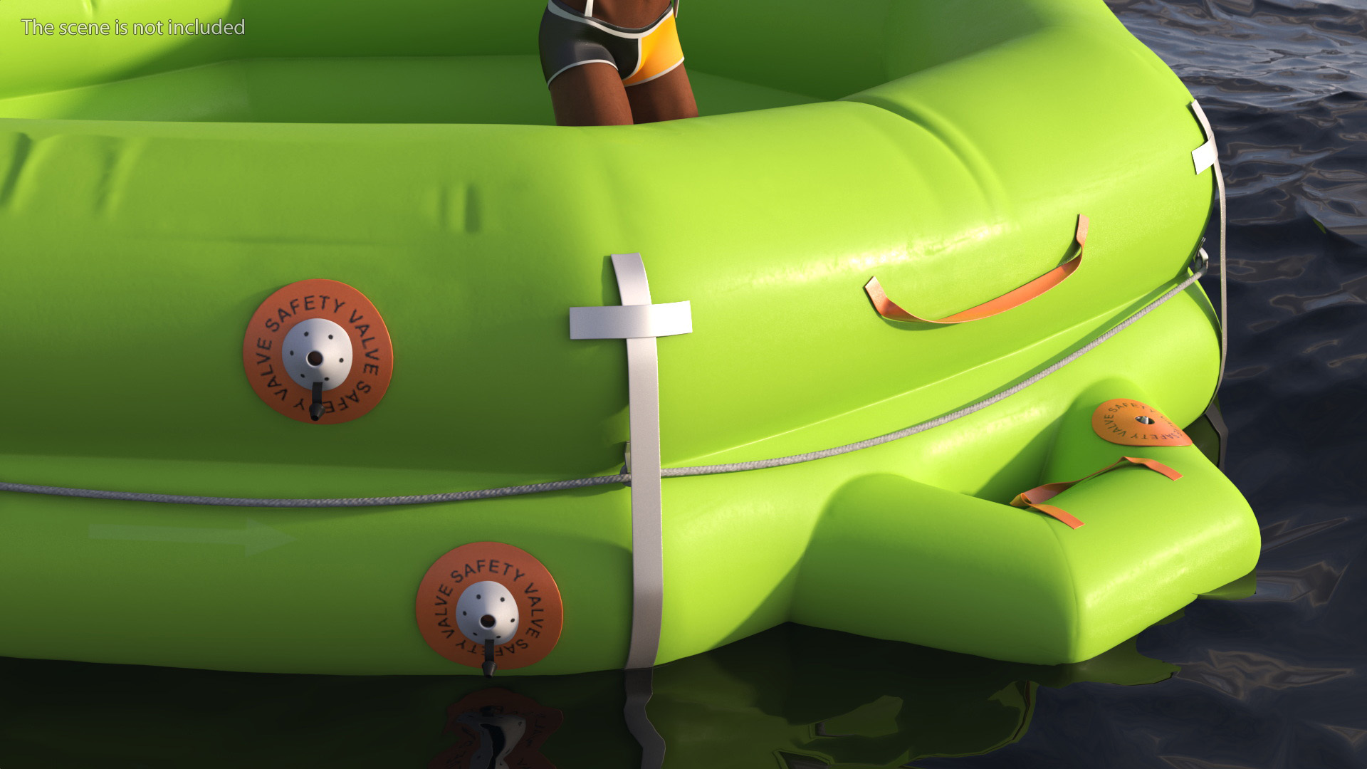 3D model Man in Life Vest on Inflatable Raft