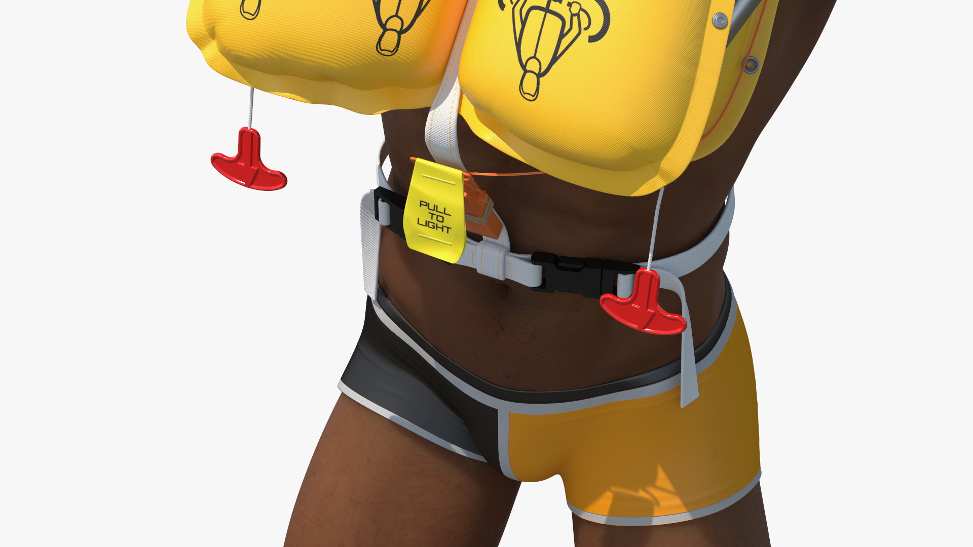 3D model Man in Life Vest on Inflatable Raft