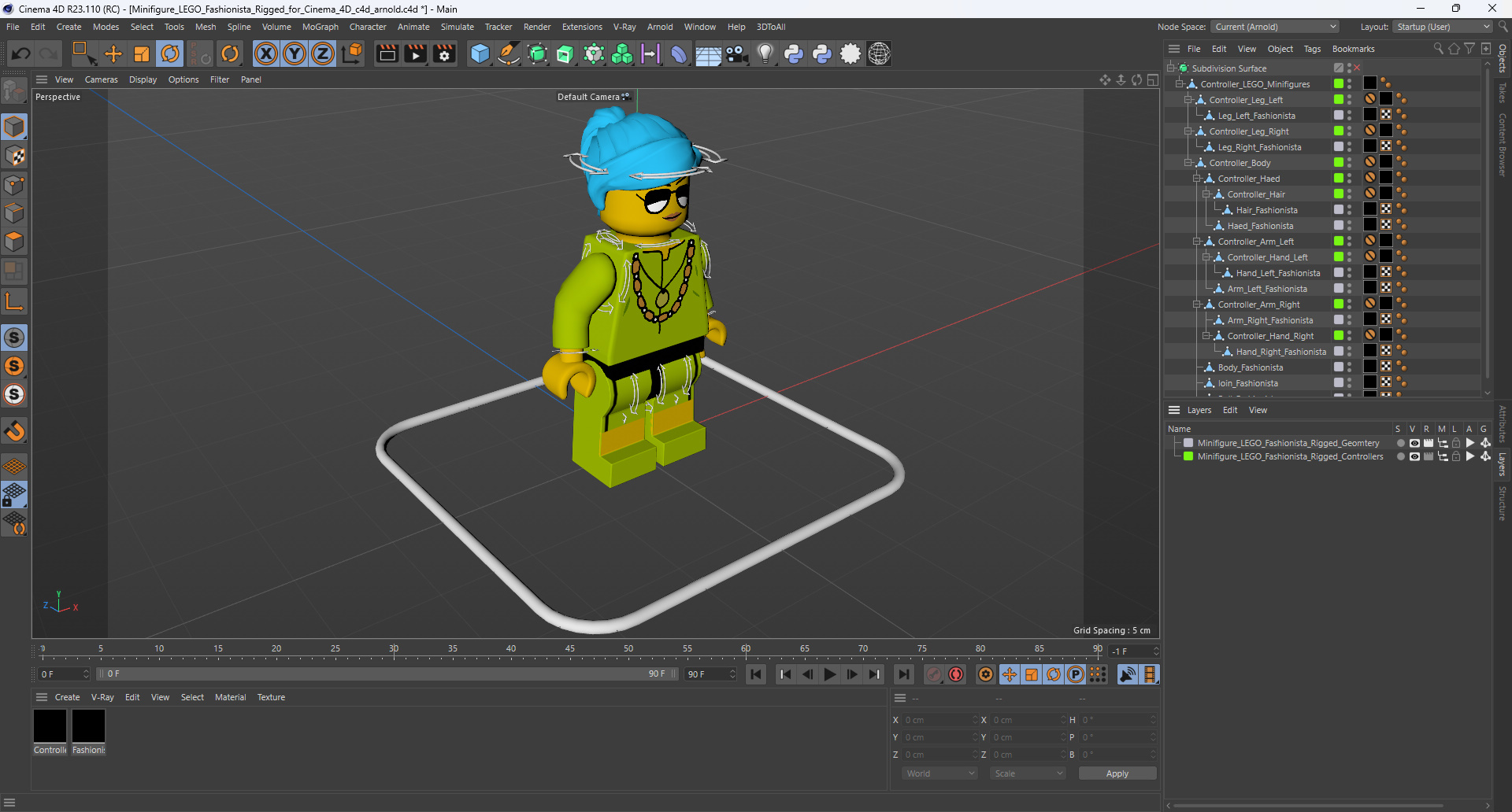 3D Minifigure LEGO Fashionista Rigged for Cinema 4D model