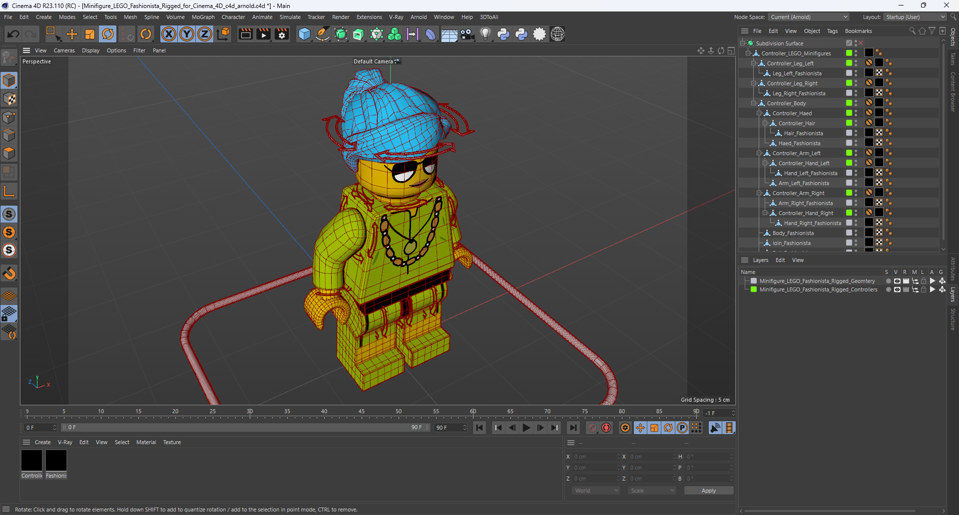 3D Minifigure LEGO Fashionista Rigged for Cinema 4D model