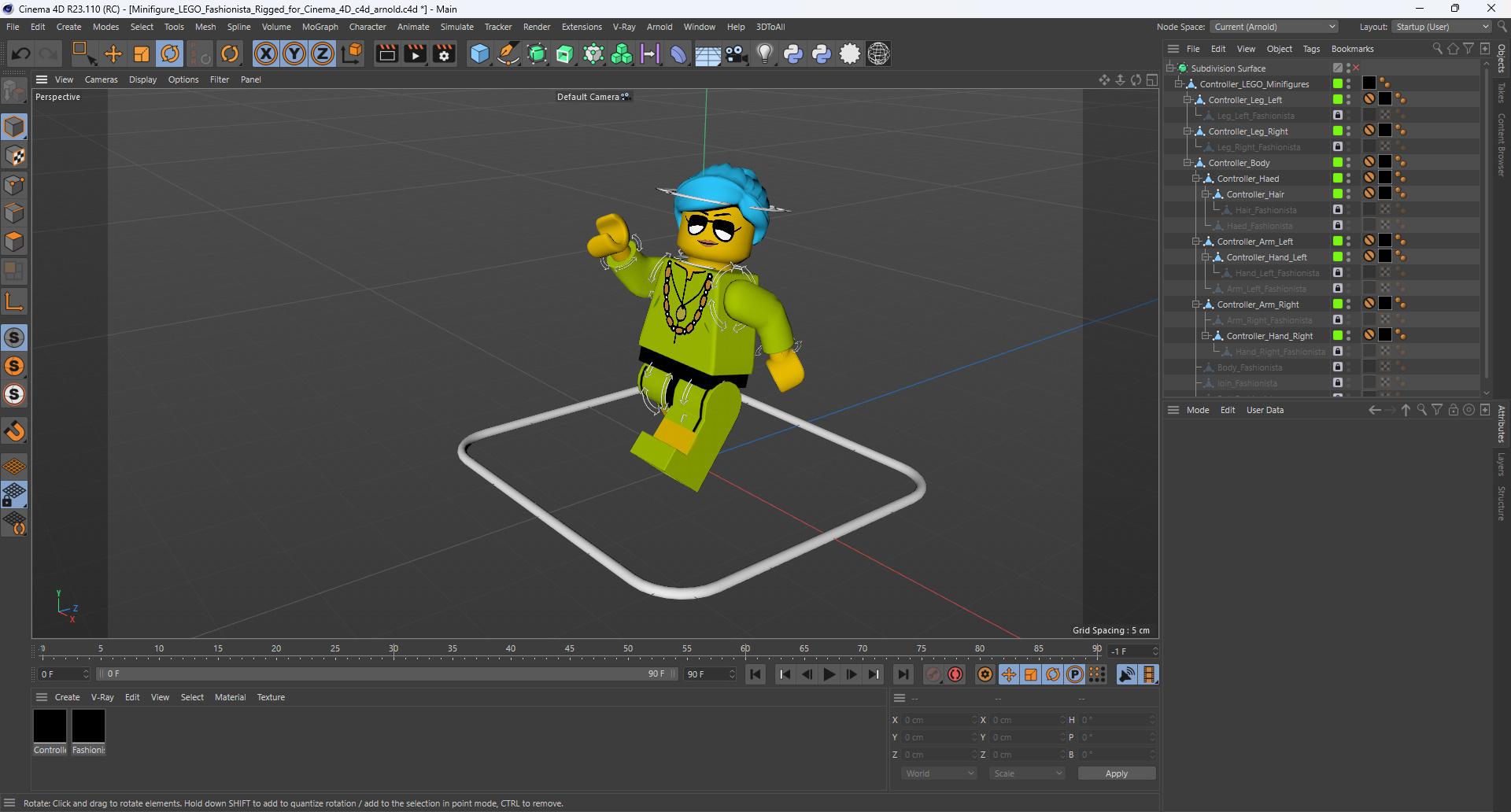 3D Minifigure LEGO Fashionista Rigged for Cinema 4D model