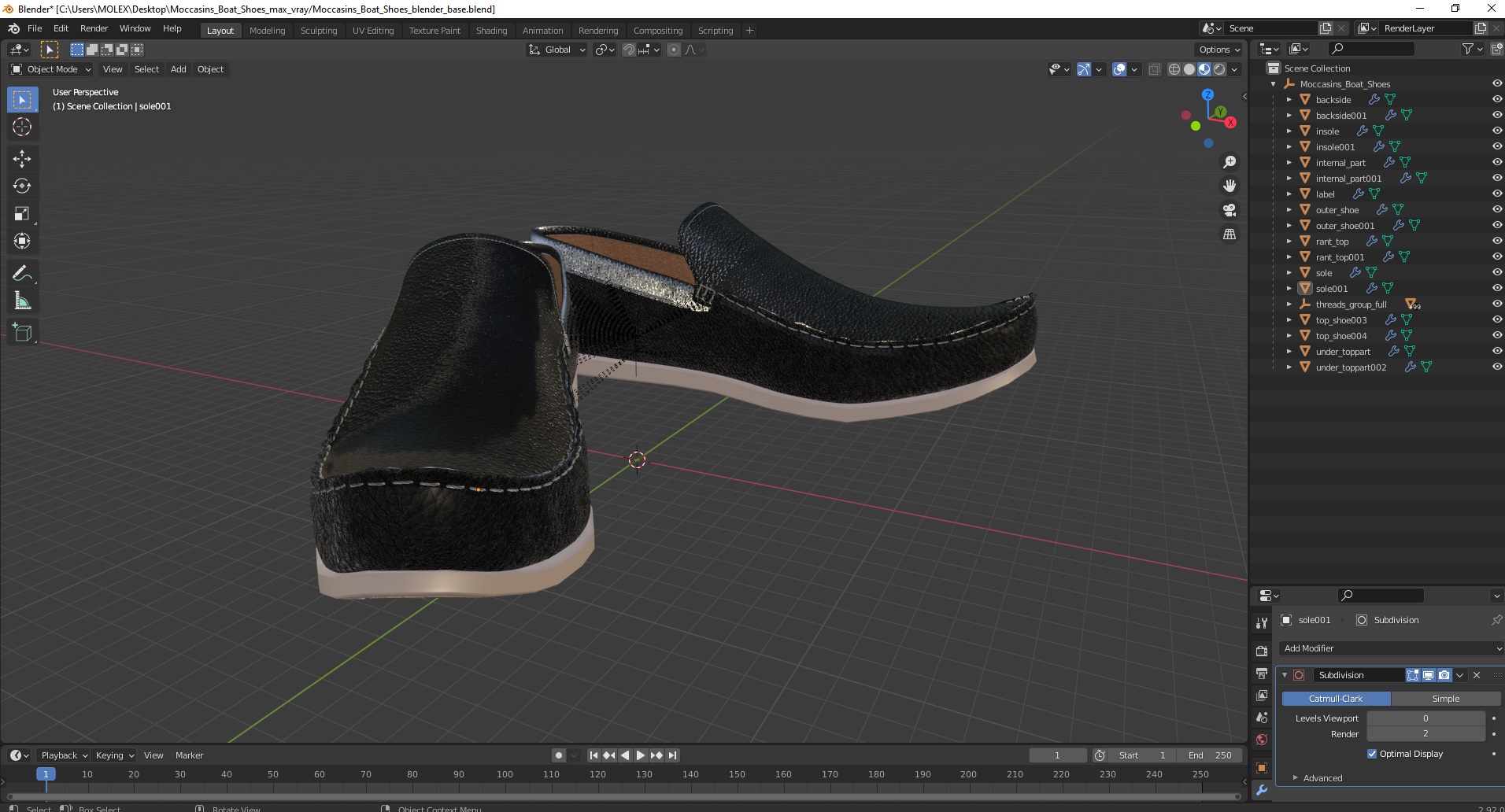 3D model Moccasins Boat Shoes