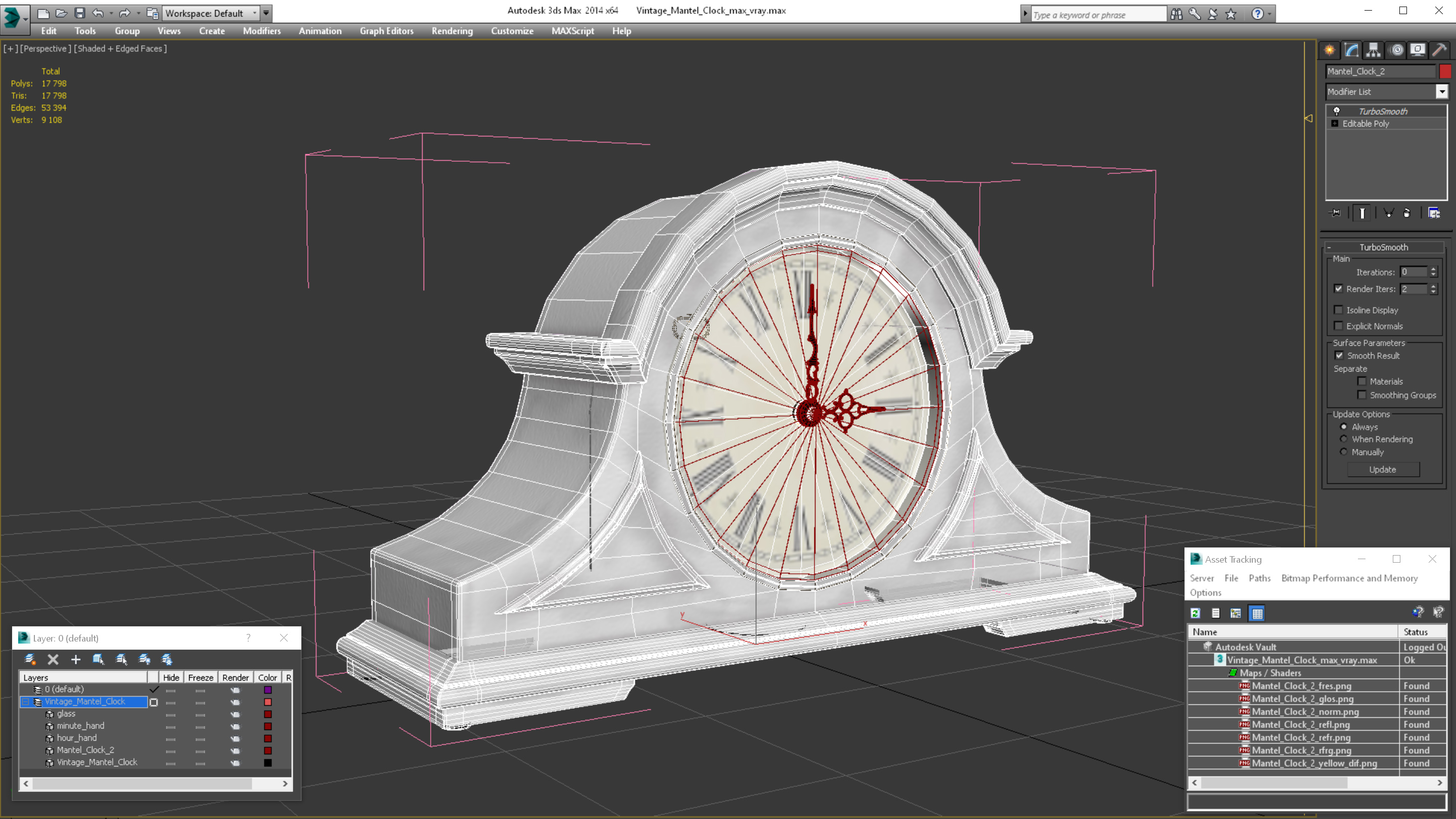 3D model Vintage Mantel Clock