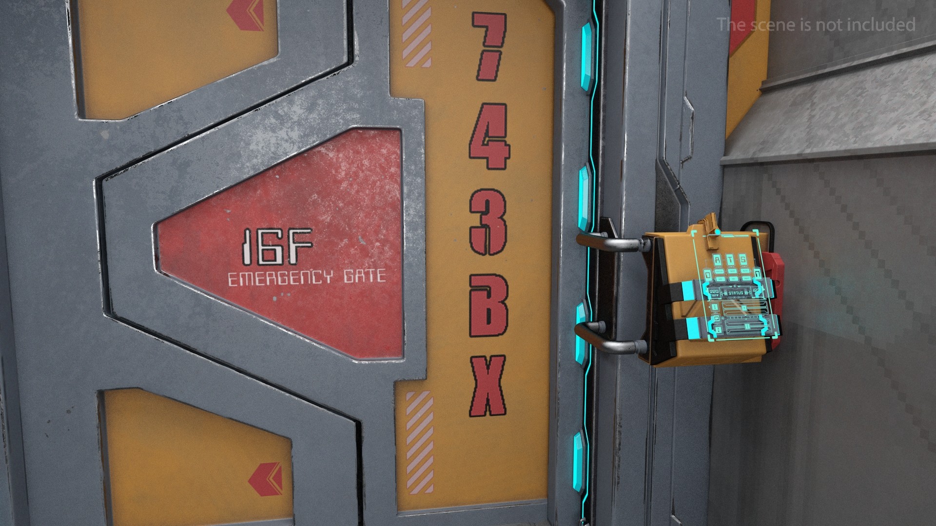 Sci Fi Sliding Blast Door Rigged 3D