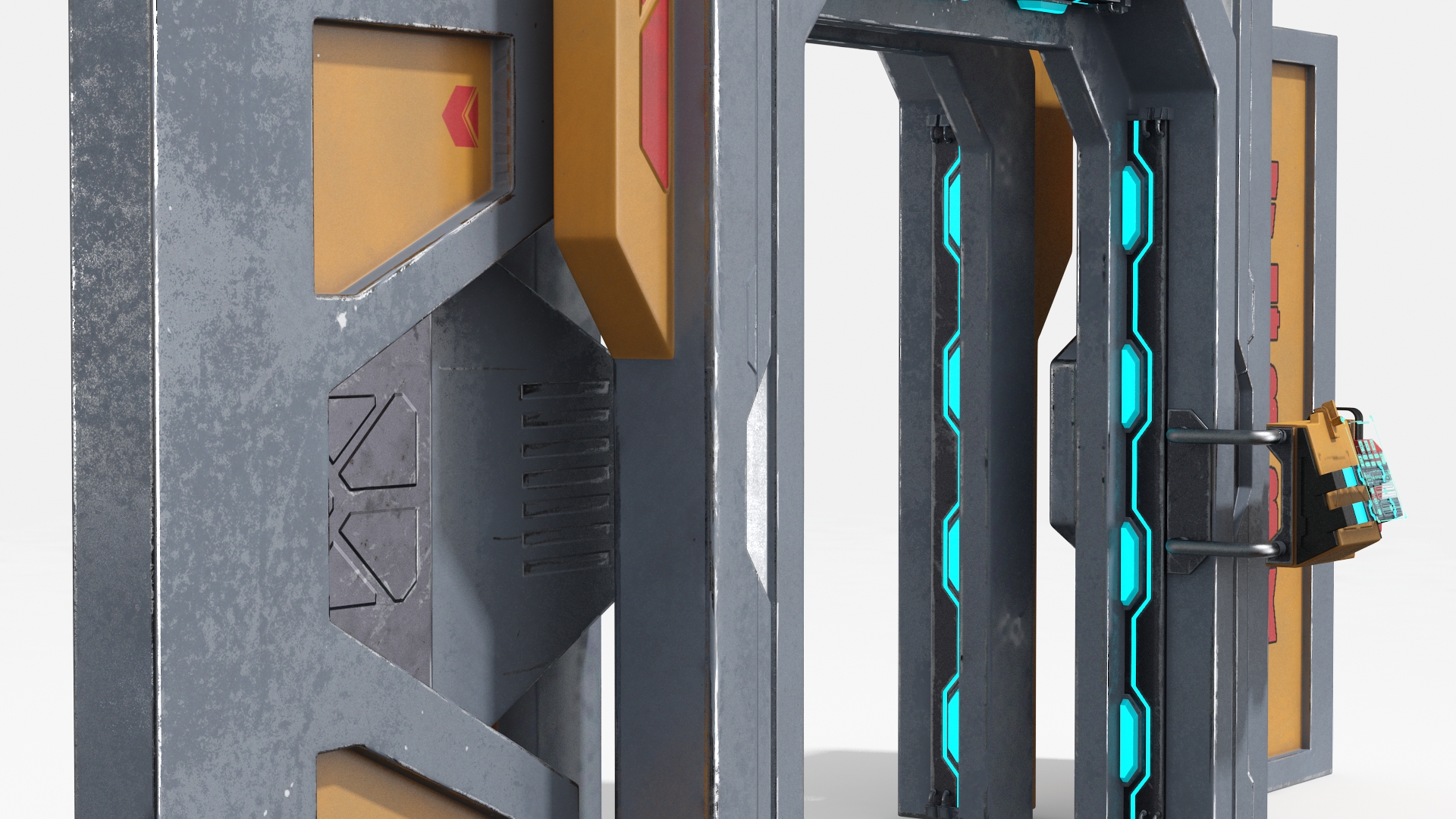 Sci Fi Sliding Blast Door Rigged 3D