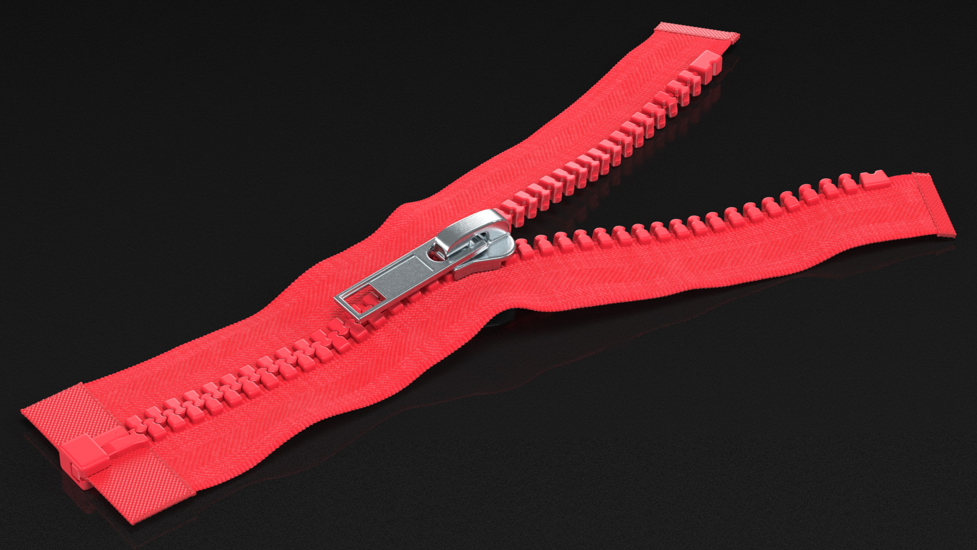 3D model Two Sided Plastic Zipper Opened Red