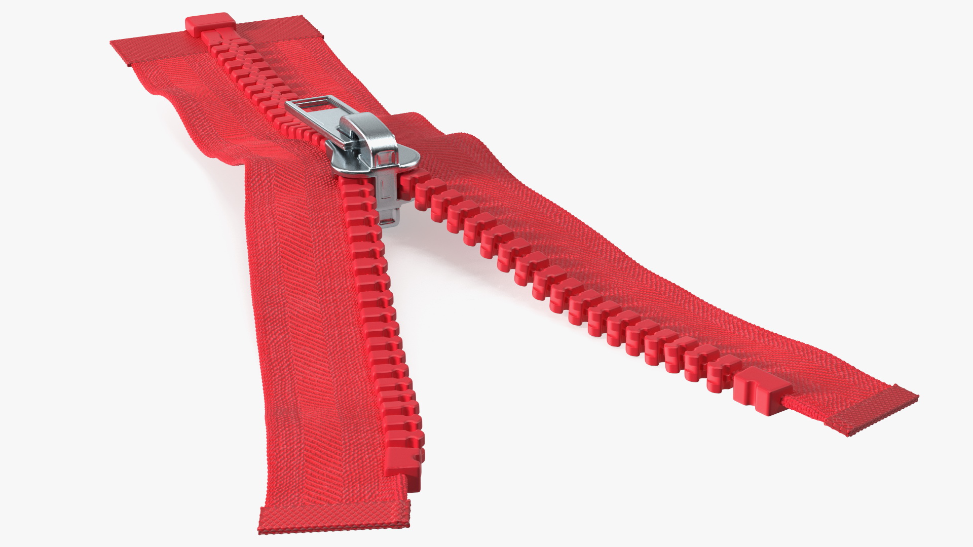 3D model Two Sided Plastic Zipper Opened Red